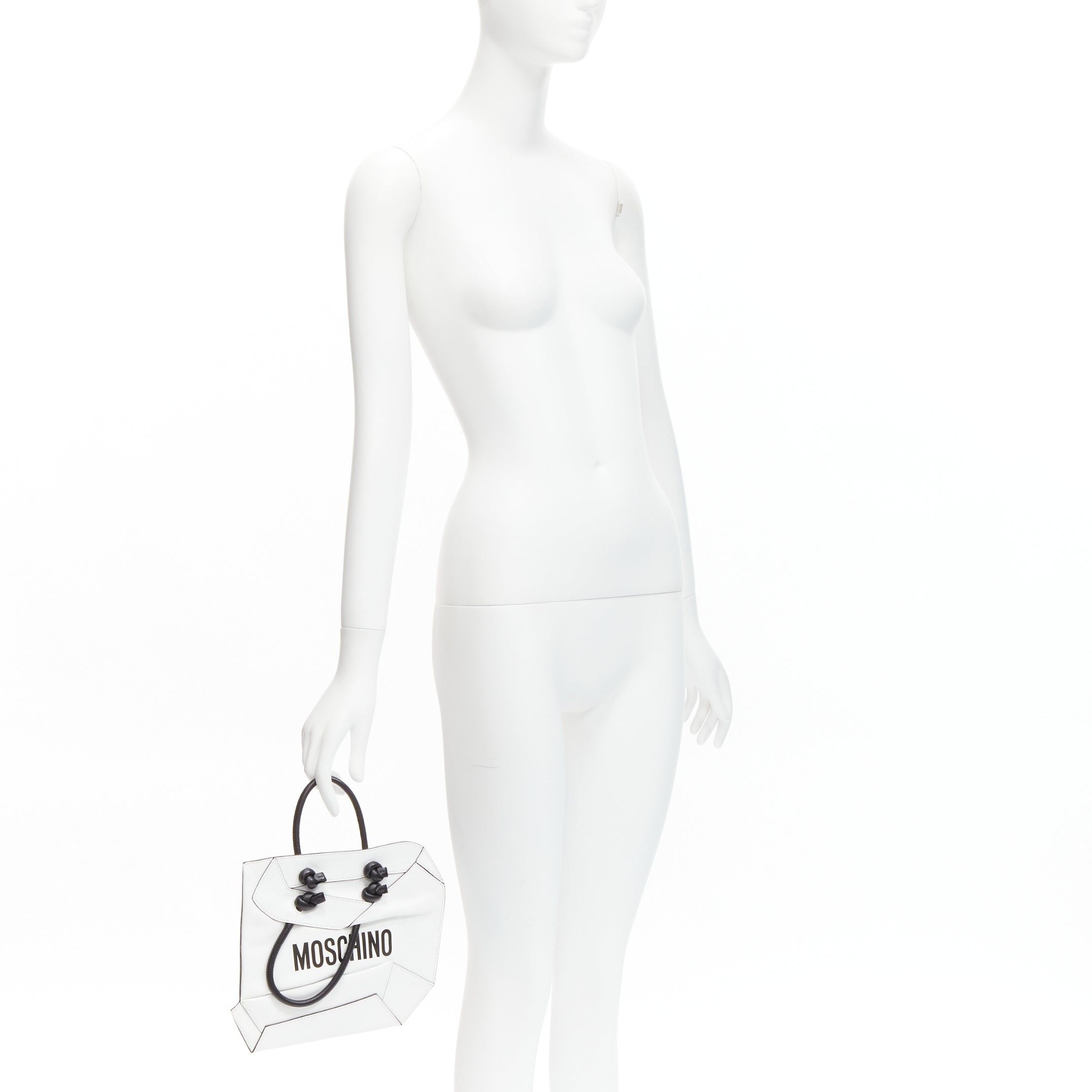 Moschino MOSCHINO COUTURE white optical 2D flat shopping tote leather clutch bag Size ONE SIZE - 2 Thumbnail