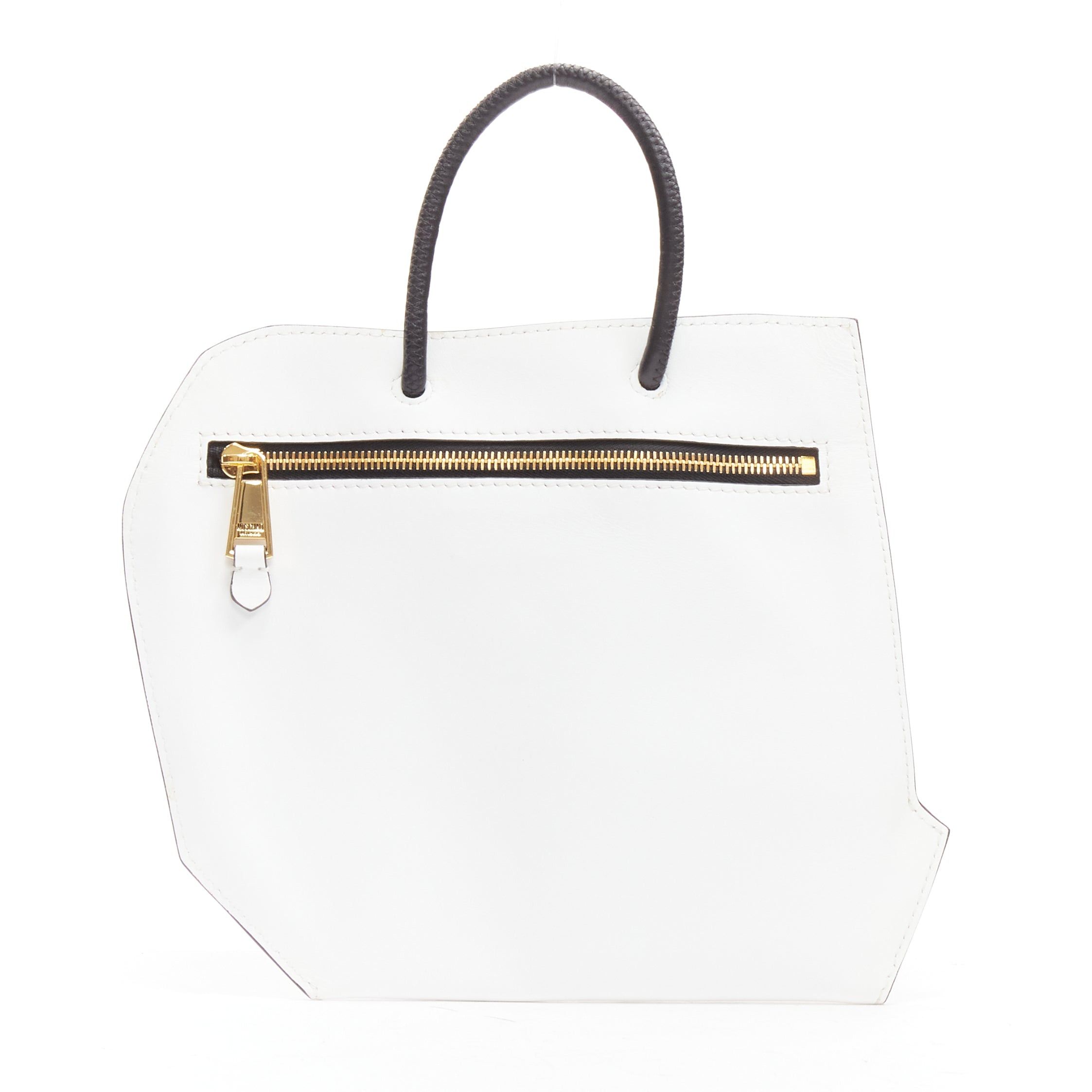 Moschino MOSCHINO COUTURE white optical 2D flat shopping tote leather clutch bag Size ONE SIZE - 3 Thumbnail