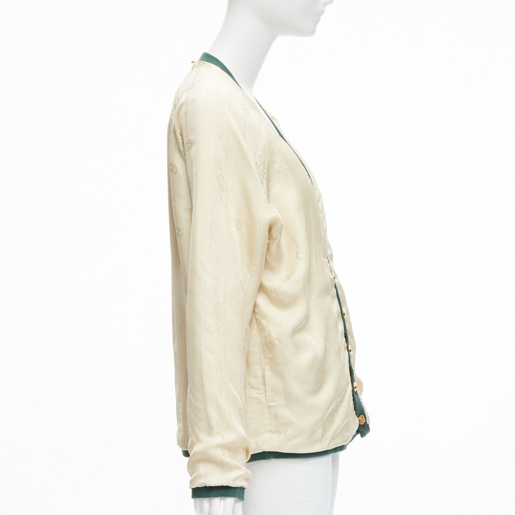 Gucci GUCCI Reversible green red web gold GG button oversized cardigan S Size M / US 6-8 / IT 42-44 - 13 Thumbnail