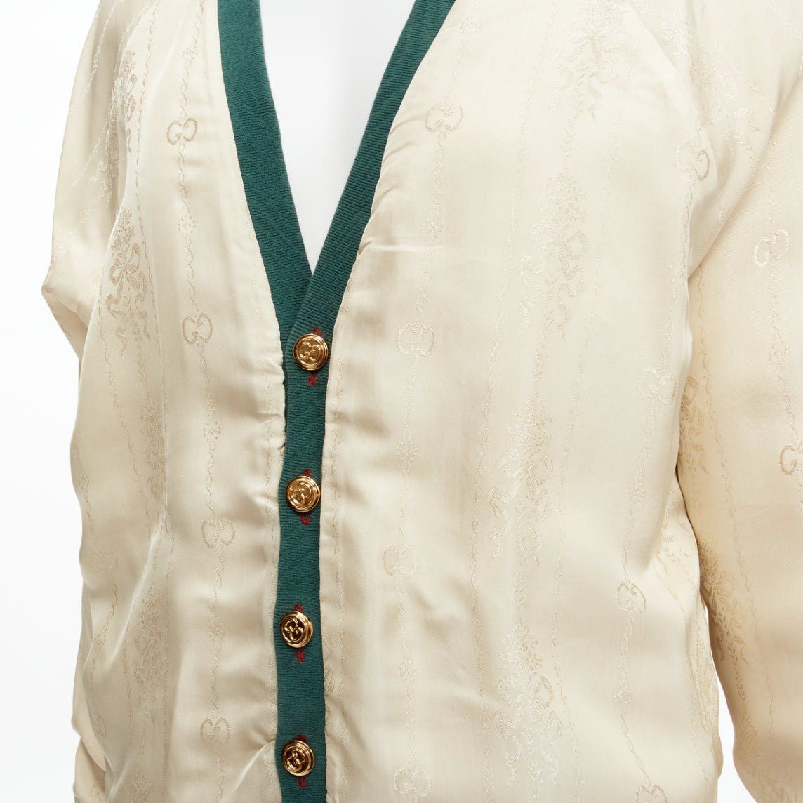 Gucci GUCCI Reversible green red web gold GG button oversized cardigan S Size M / US 6-8 / IT 42-44 - 16 Thumbnail