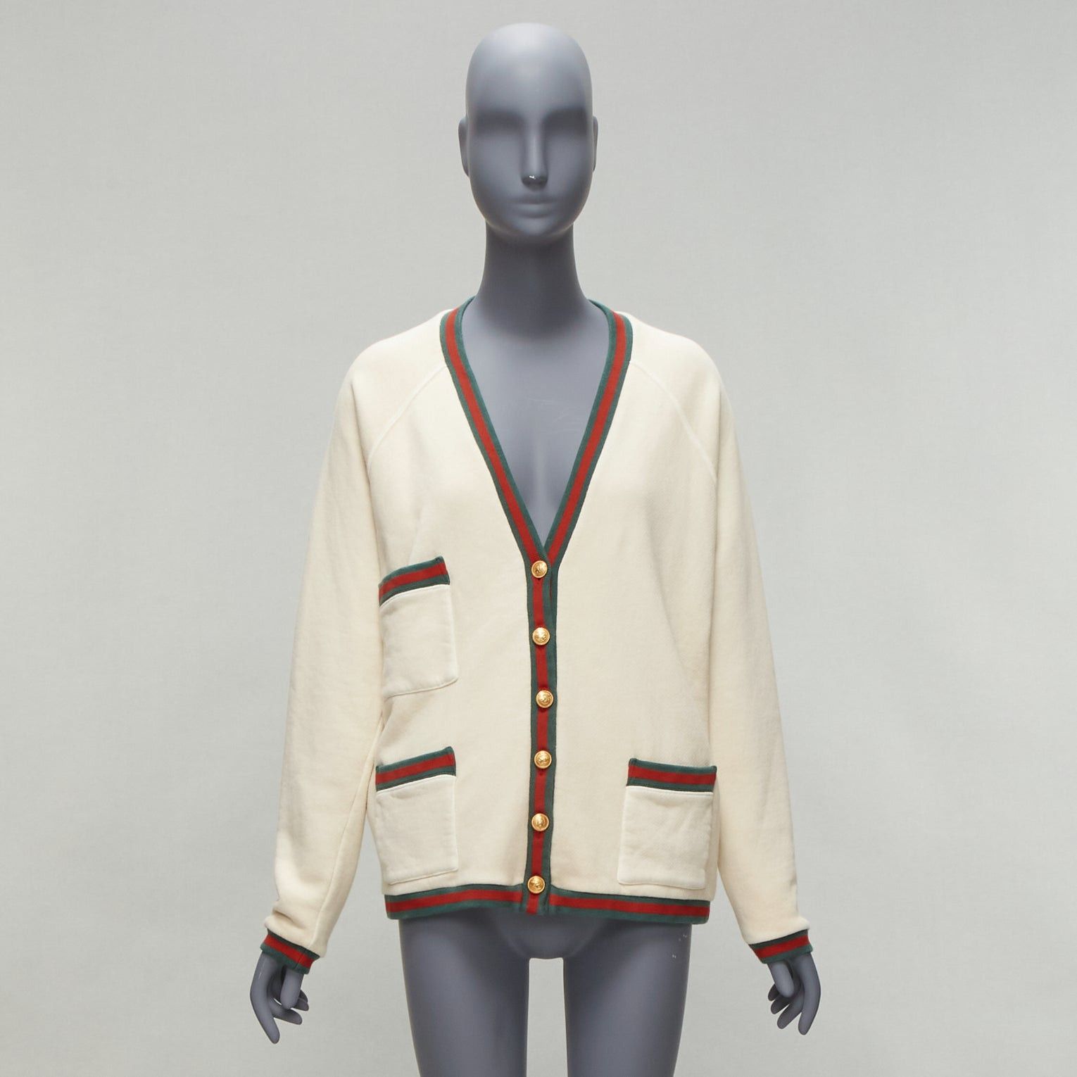 Gucci GUCCI Reversible green red web gold GG button oversized cardigan S Size M / US 6-8 / IT 42-44 - 10 Thumbnail