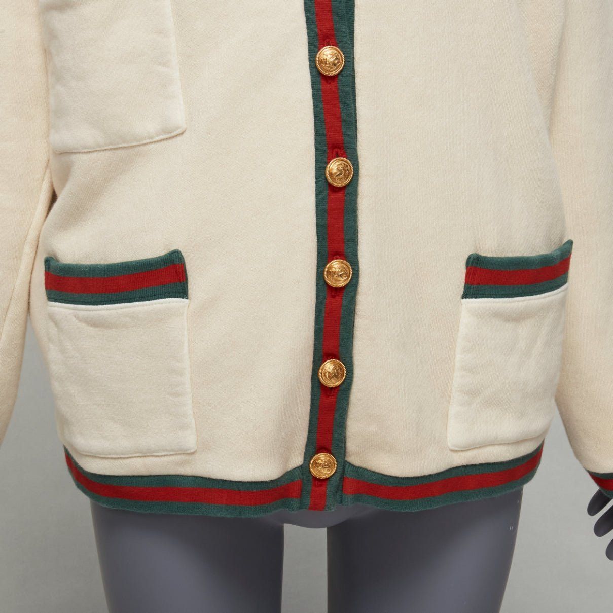 Gucci GUCCI Reversible green red web gold GG button oversized cardigan S Size M / US 6-8 / IT 42-44 - 9 Thumbnail