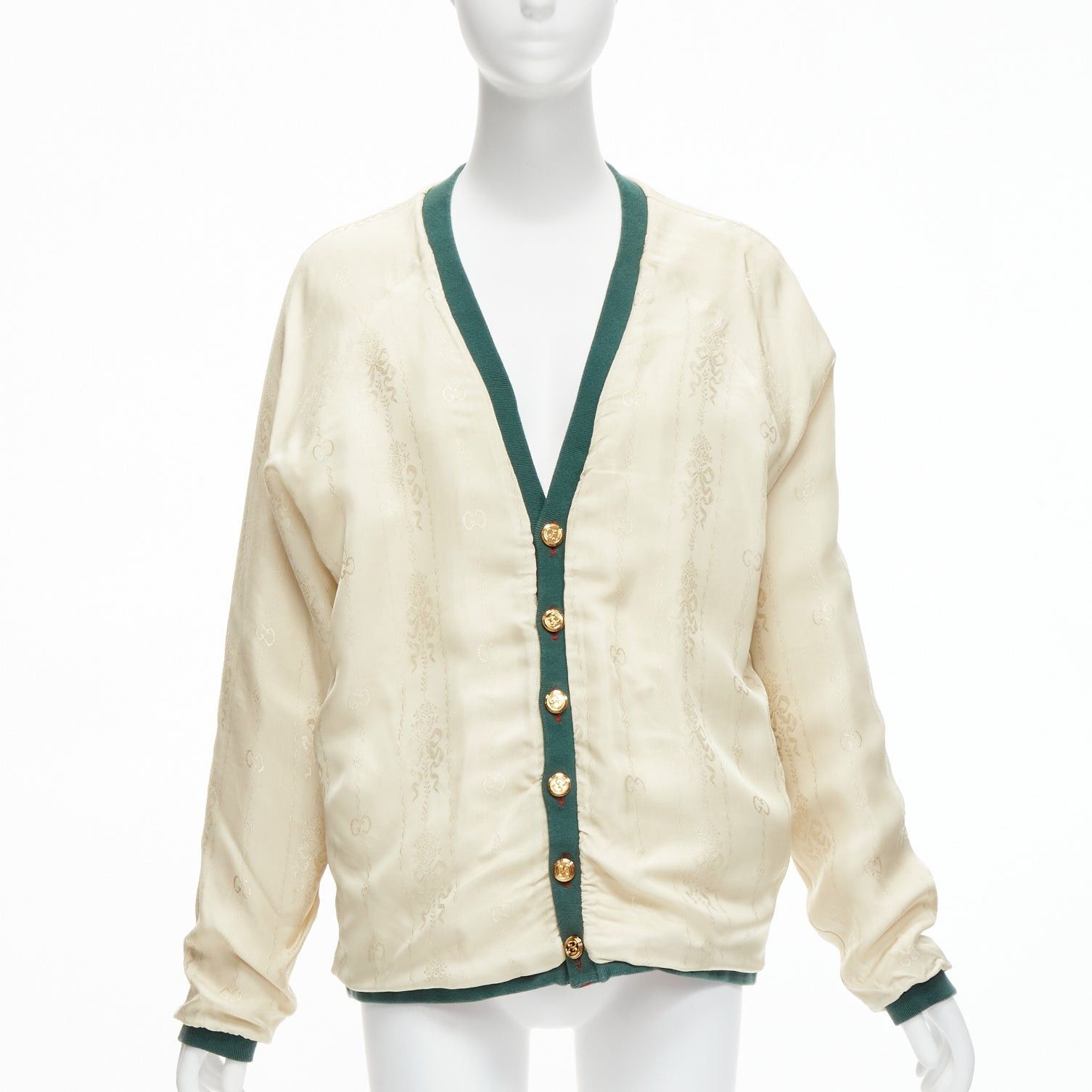 Gucci GUCCI Reversible green red web gold GG button oversized cardigan S Size M / US 6-8 / IT 42-44 - 2 Thumbnail