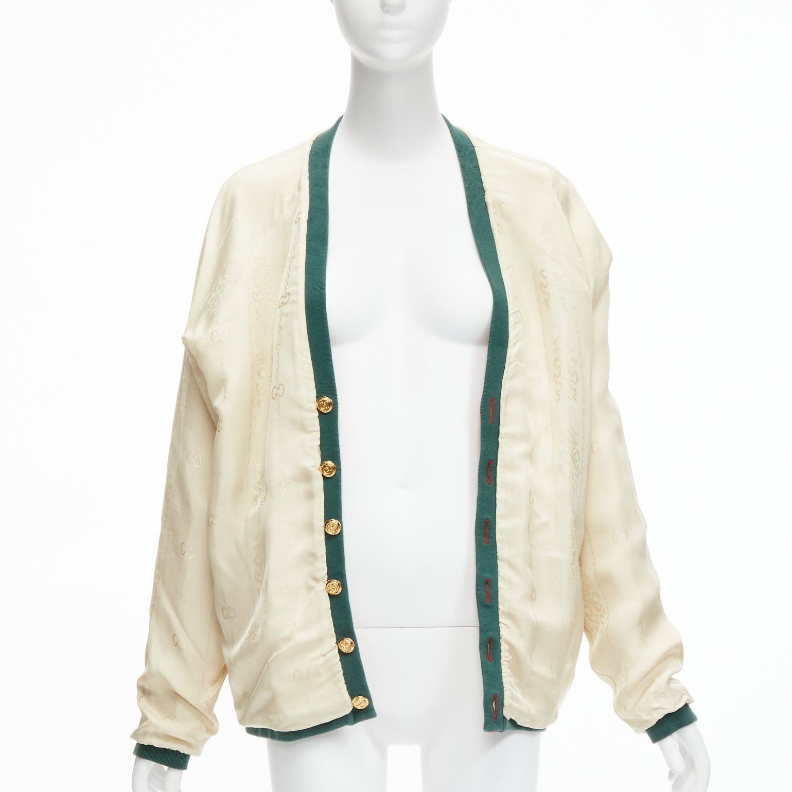 Gucci GUCCI Reversible green red web gold GG button oversized cardigan S Size M / US 6-8 / IT 42-44 - 11 Thumbnail