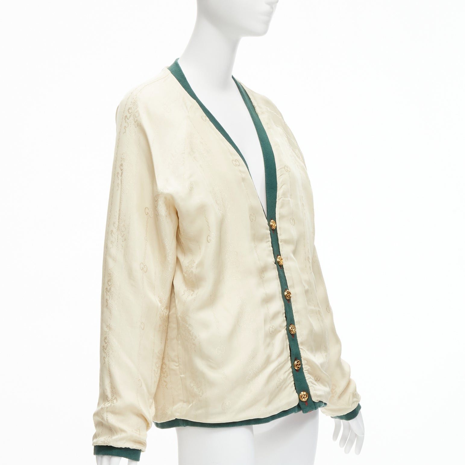 Gucci GUCCI Reversible green red web gold GG button oversized cardigan S Size M / US 6-8 / IT 42-44 - 12 Thumbnail