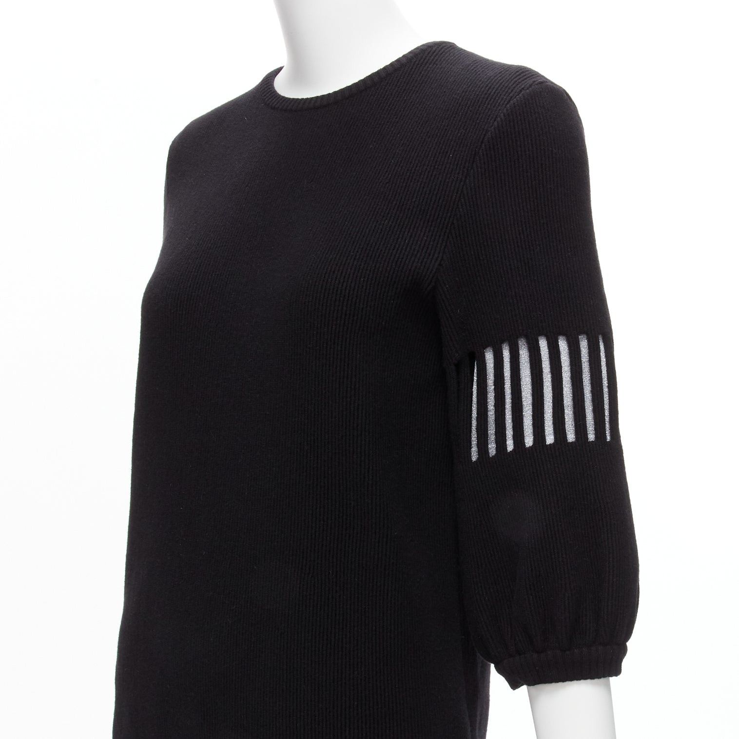 Chanel CHANEL 2017 black wool angora geometric cut out silver lurex lined sweater dress FR38 M Size M / US 6-8 / IT 42-44 - 2 Thumbnail