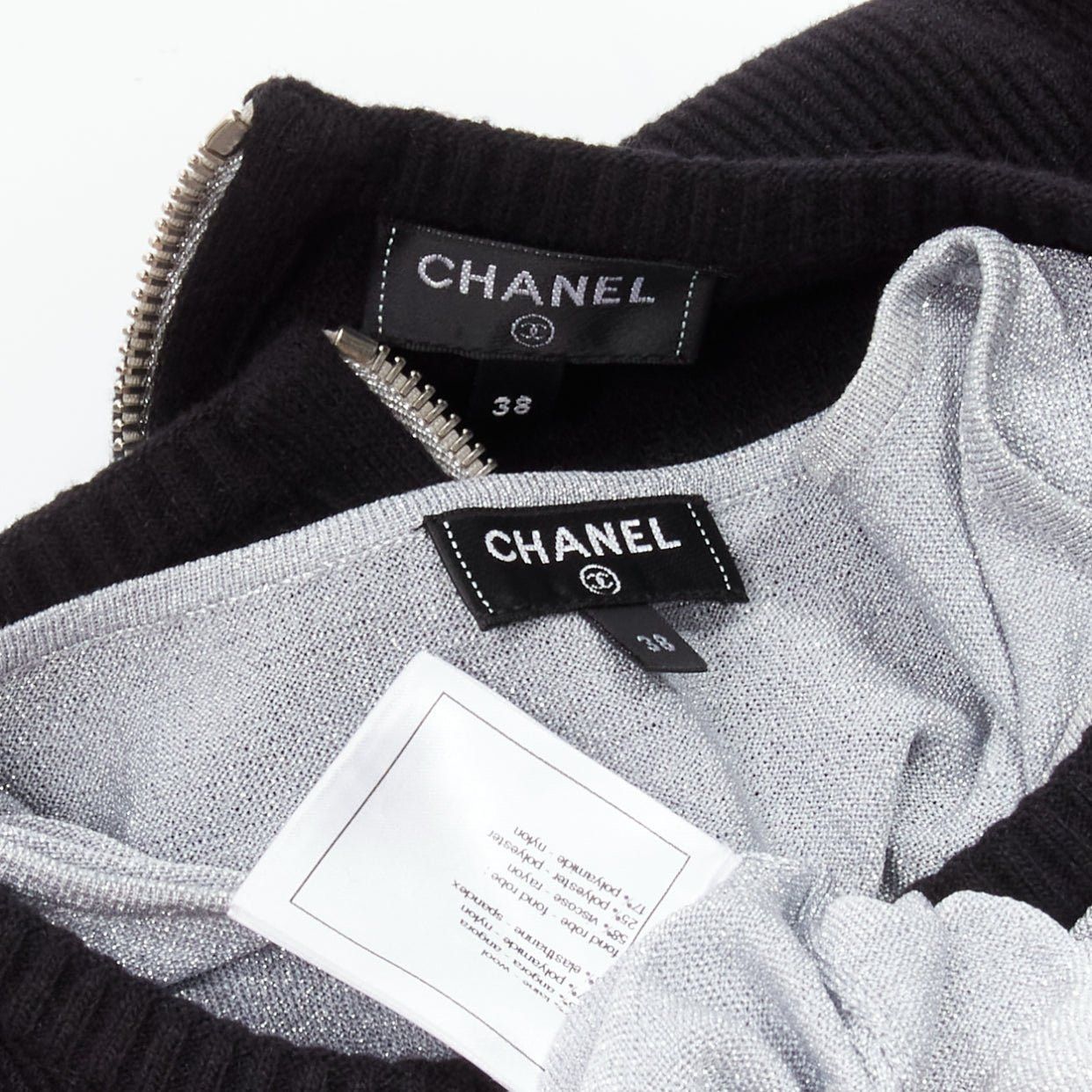 Chanel CHANEL 2017 black wool angora geometric cut out silver lurex lined sweater dress FR38 M Size M / US 6-8 / IT 42-44 - 9 Thumbnail