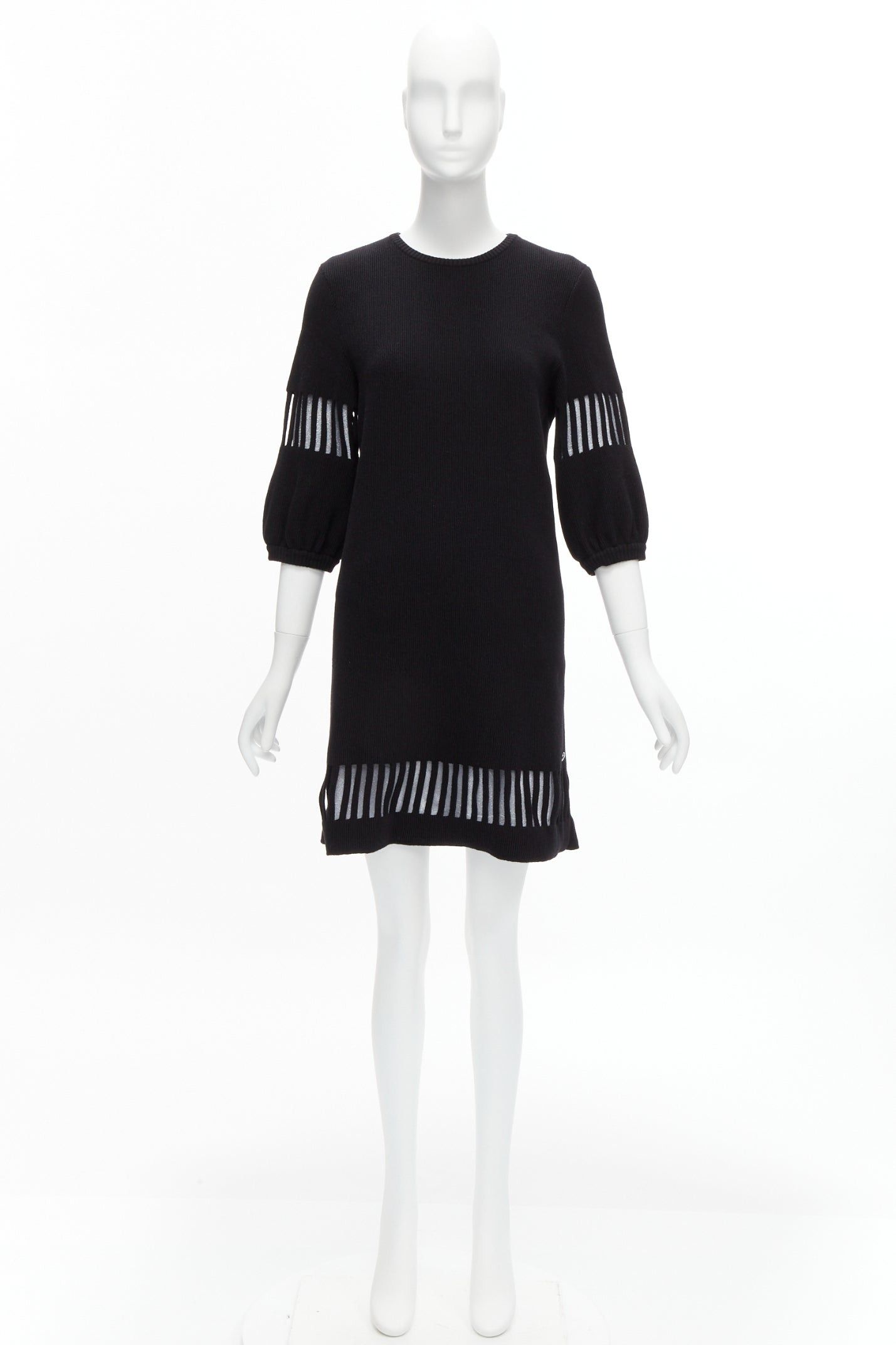 Chanel CHANEL 2017 black wool angora geometric cut out silver lurex lined sweater dress FR38 M Size M / US 6-8 / IT 42-44 - 10 Thumbnail