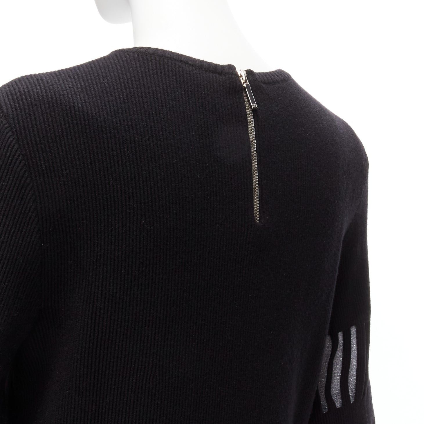 Chanel CHANEL 2017 black wool angora geometric cut out silver lurex lined sweater dress FR38 M Size M / US 6-8 / IT 42-44 - 7 Thumbnail