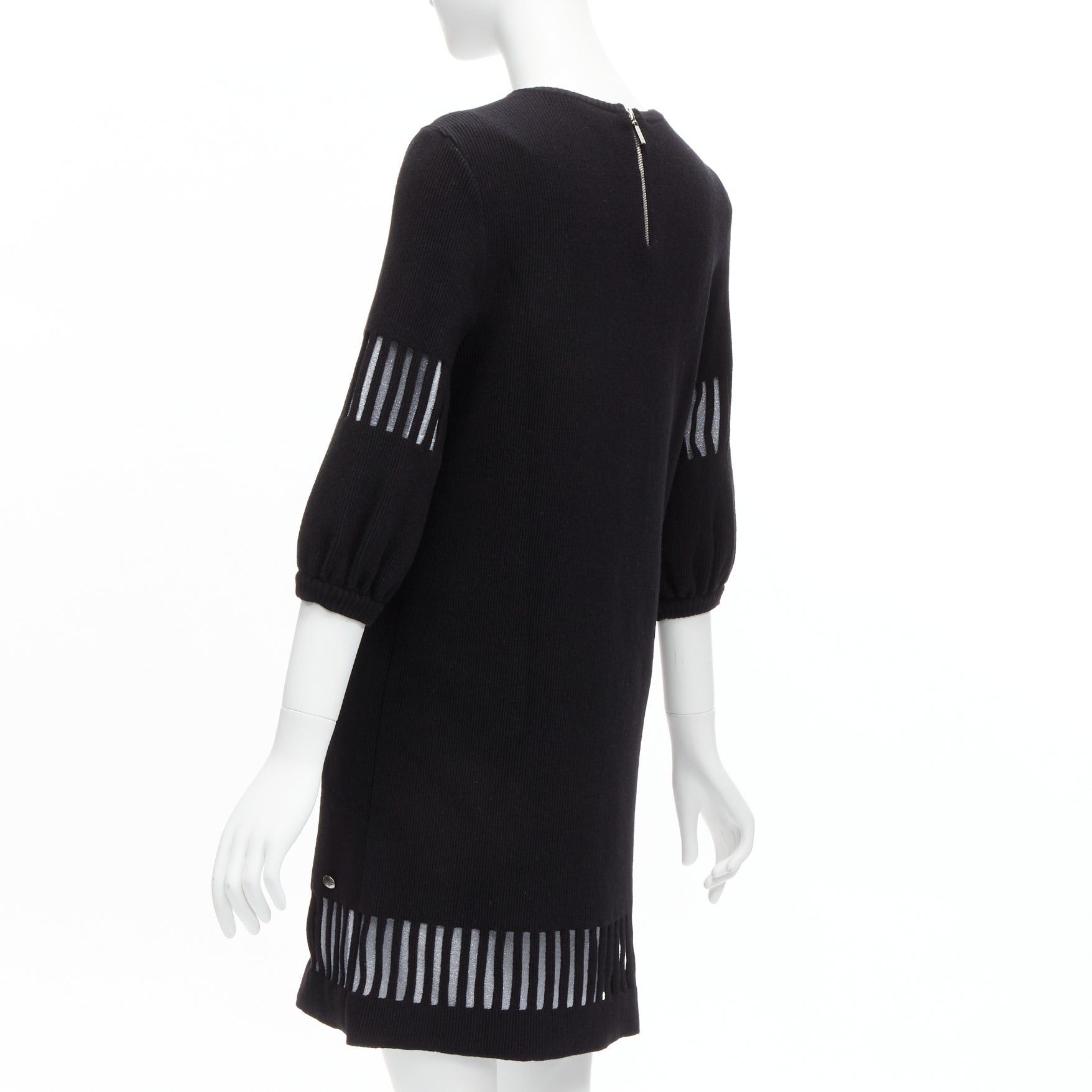 Chanel CHANEL 2017 black wool angora geometric cut out silver lurex lined sweater dress FR38 M Size M / US 6-8 / IT 42-44 - 6 Thumbnail