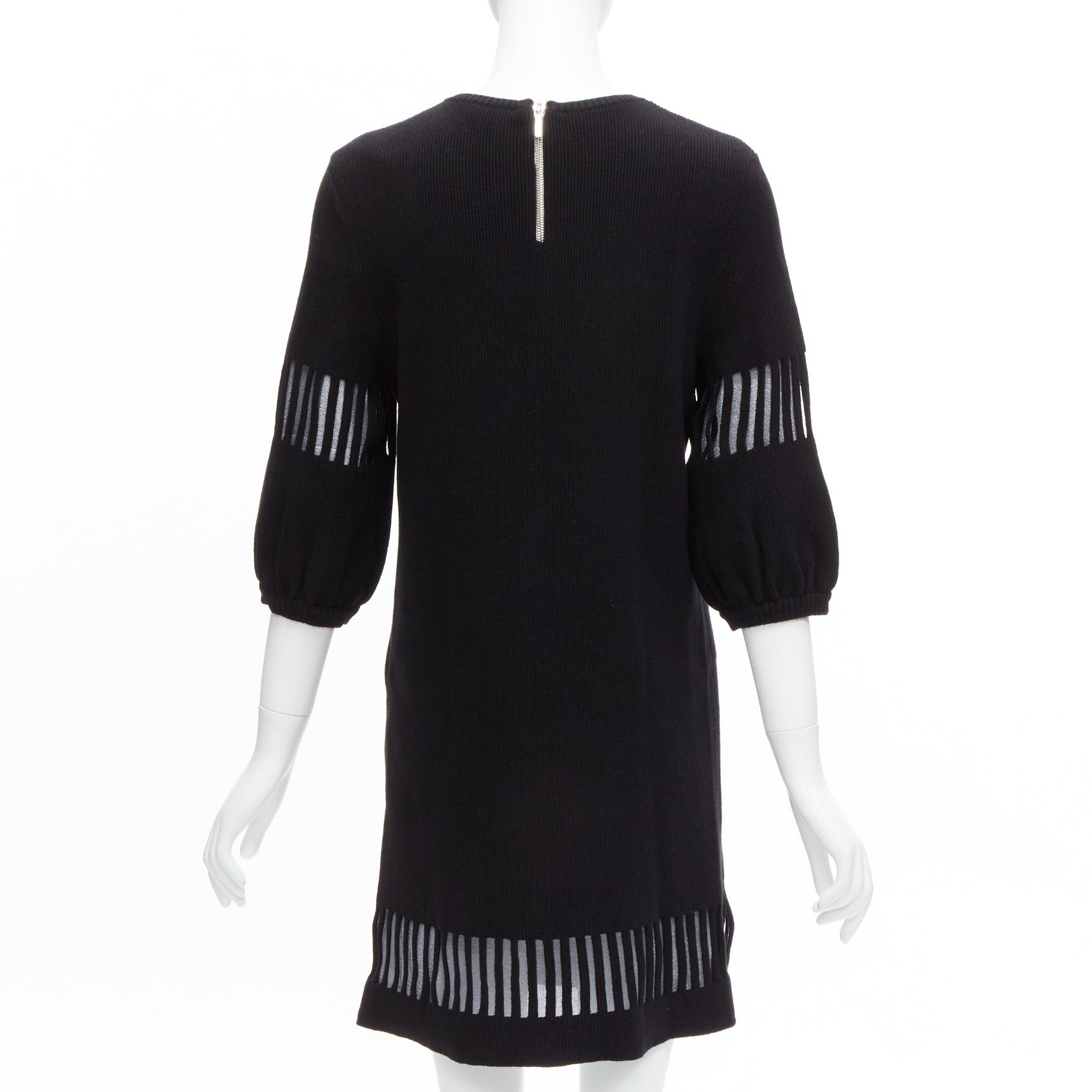 Chanel CHANEL 2017 black wool angora geometric cut out silver lurex lined sweater dress FR38 M Size M / US 6-8 / IT 42-44 - 5 Thumbnail