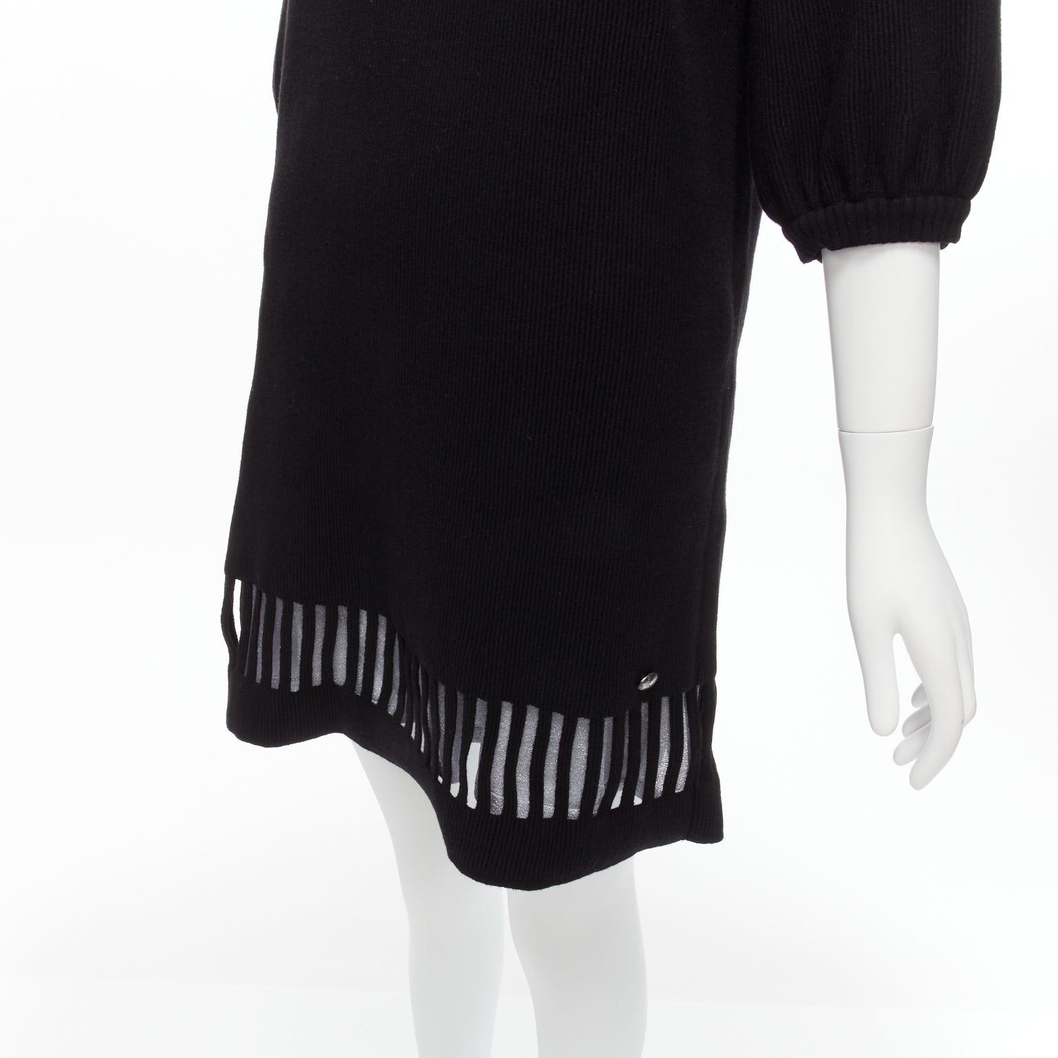 Chanel CHANEL 2017 black wool angora geometric cut out silver lurex lined sweater dress FR38 M Size M / US 6-8 / IT 42-44 - 8 Thumbnail
