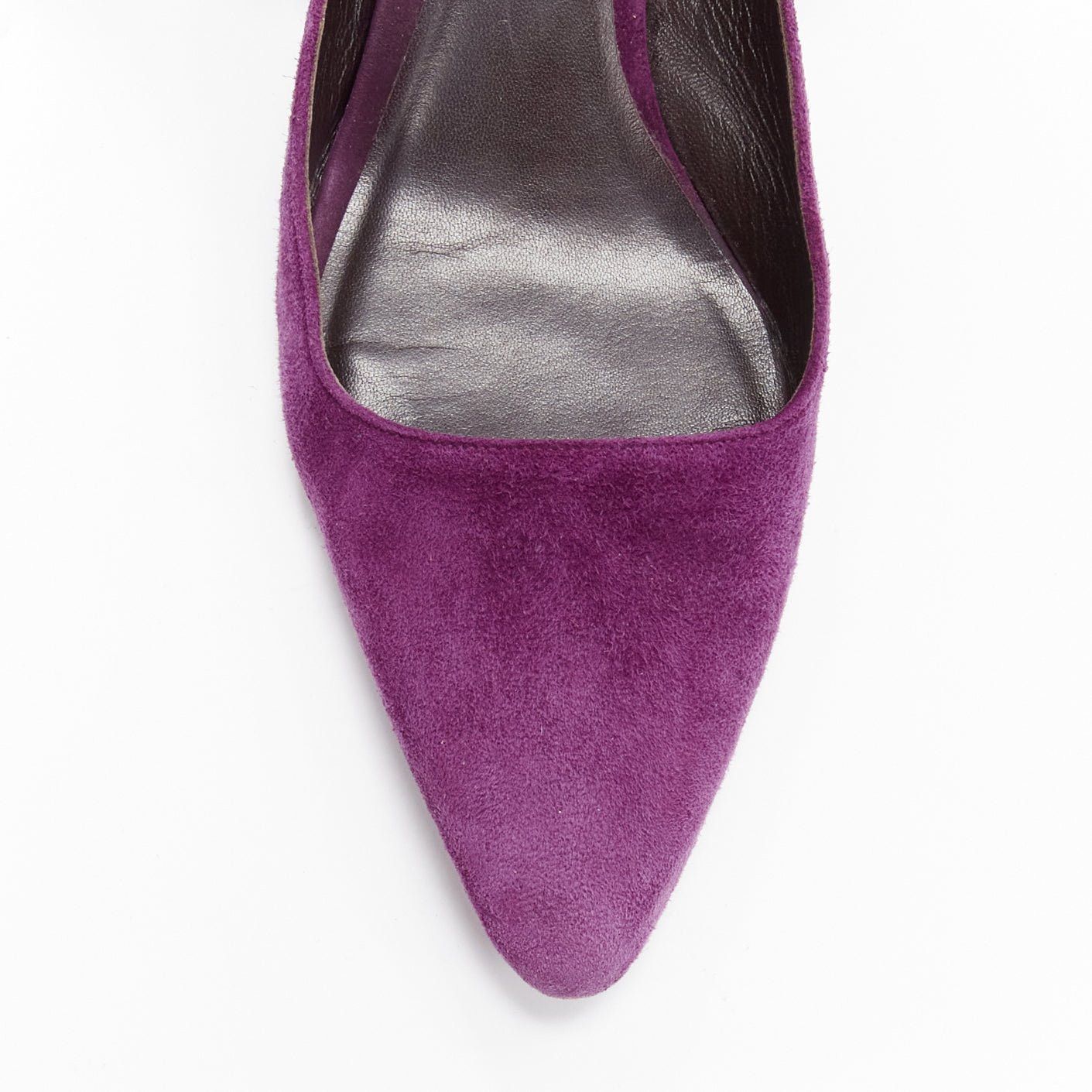 The Row THE ROW Coco Bow purple velvet silk tie kitten mule heels EU37.5 Size US 7.5 / IT 37.5 - 7 Thumbnail