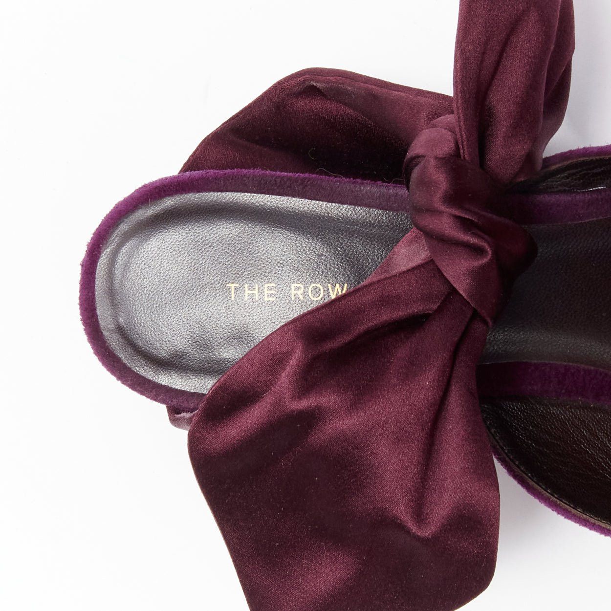 The Row THE ROW Coco Bow purple velvet silk tie kitten mule heels EU37.5 Size US 7.5 / IT 37.5 - 8 Thumbnail