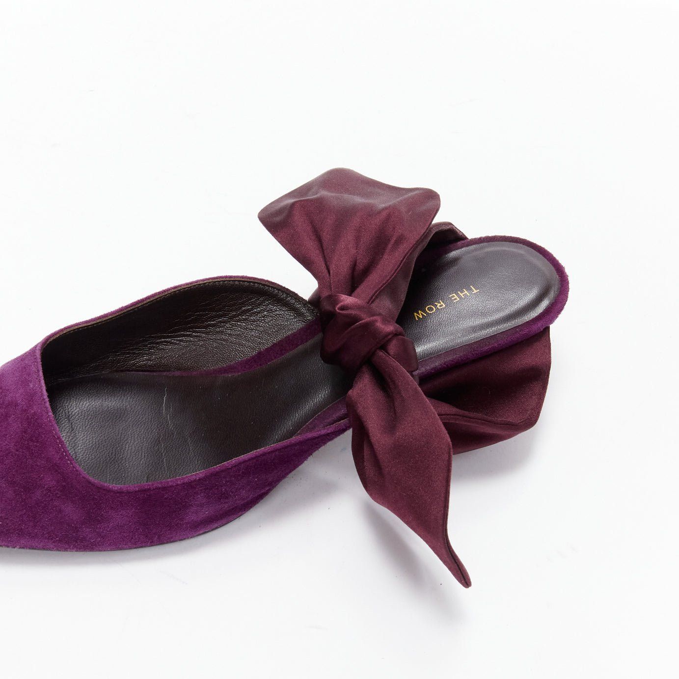 The Row THE ROW Coco Bow purple velvet silk tie kitten mule heels EU37.5 Size US 7.5 / IT 37.5 - 9 Thumbnail