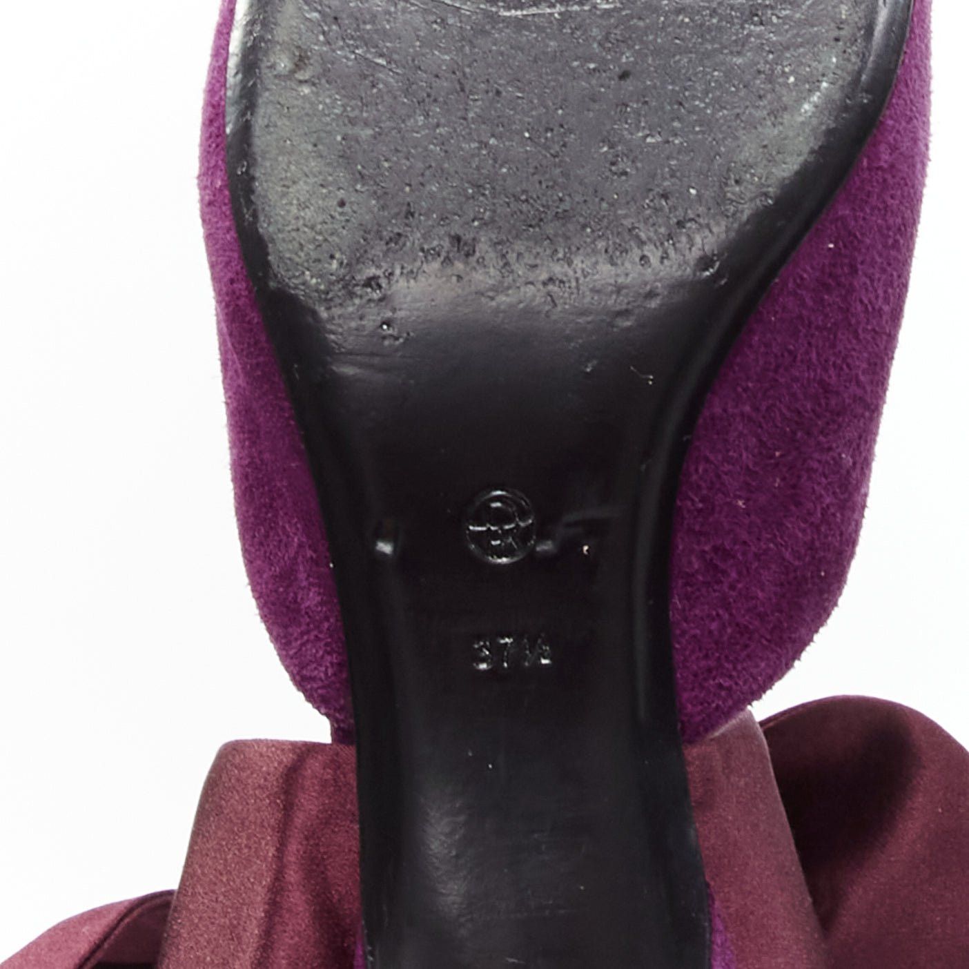 The Row THE ROW Coco Bow purple velvet silk tie kitten mule heels EU37.5 Size US 7.5 / IT 37.5 - 11 Thumbnail