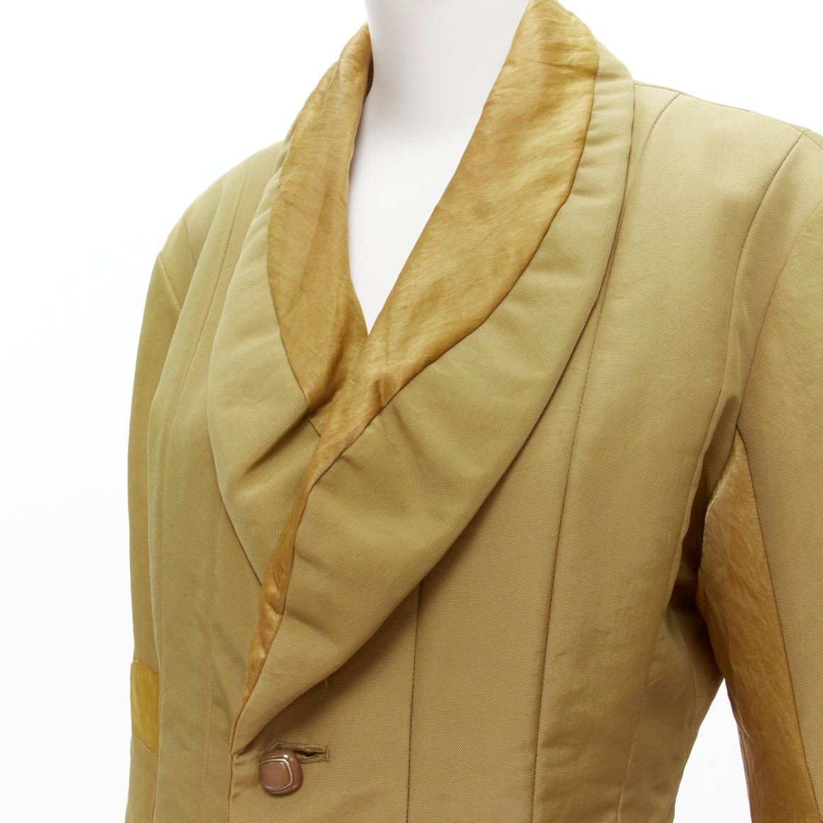 Issey Miyake ISSEY MIYAKE Vintage 1980s khaki brown contrast 3D cut collar patch insert jacket M Size M / US 6-8 / IT 42-44 - 2 Thumbnail