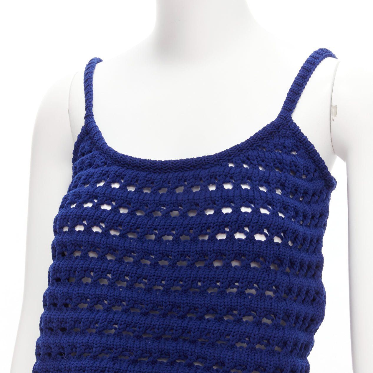 Prada PRADA 2018 blue brown black logo crochet knit cropped tank top IT36 XXS Size XS / US 0-2 / IT 36-38 - 7 Thumbnail