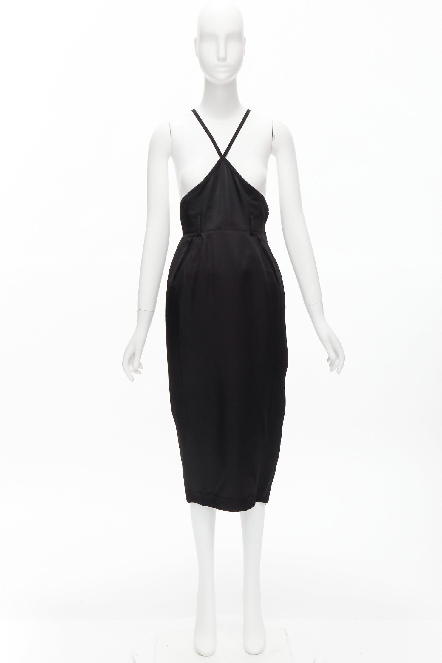 Jean Paul Gaultier JEAN PAUL GAULTIER FEMME Vintage black silk twill cross strap dungaree dress FR40 L Size S / US 4 / IT 40 - 9 Thumbnail