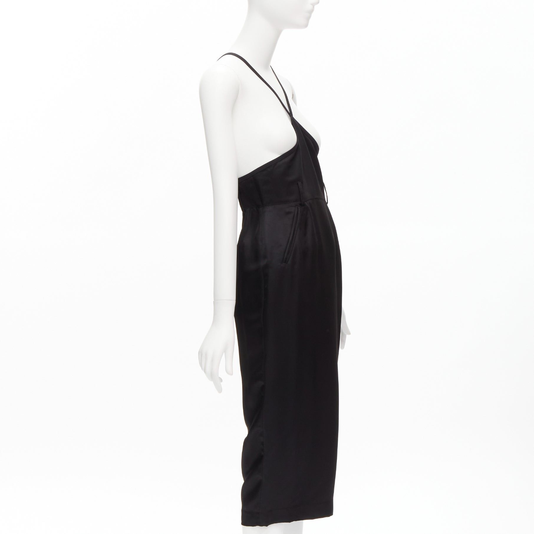 Jean Paul Gaultier JEAN PAUL GAULTIER FEMME Vintage black silk twill cross strap dungaree dress FR40 L Size S / US 4 / IT 40 - 3 Thumbnail