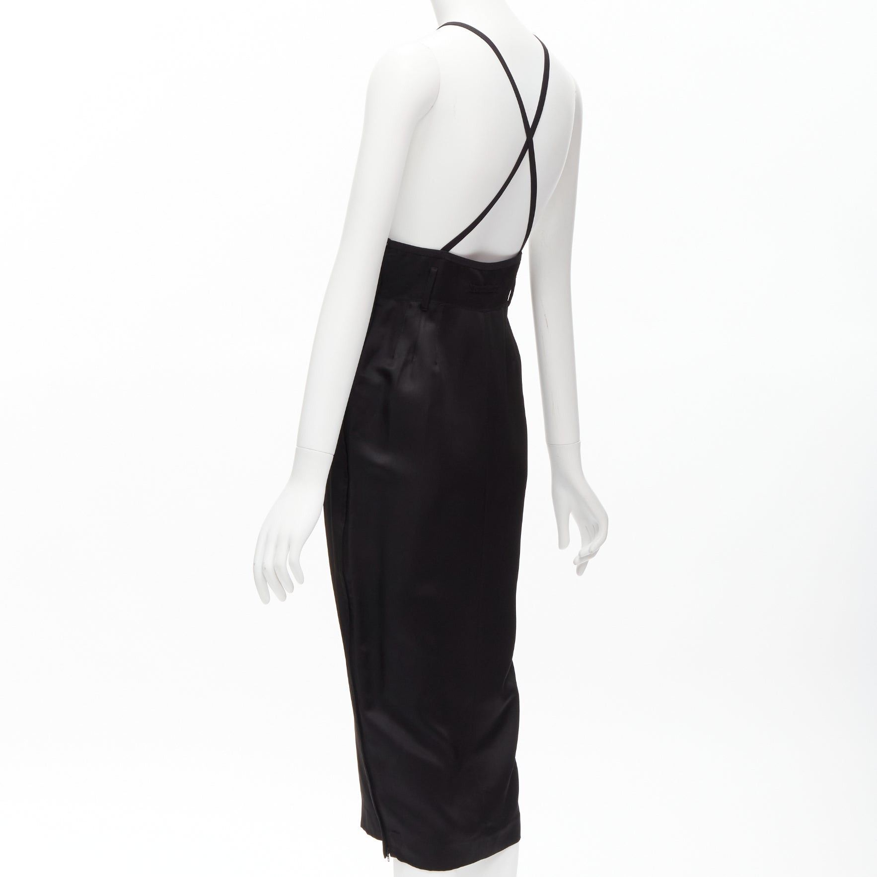 Jean Paul Gaultier JEAN PAUL GAULTIER FEMME Vintage black silk twill cross strap dungaree dress FR40 L Size S / US 4 / IT 40 - 6 Thumbnail