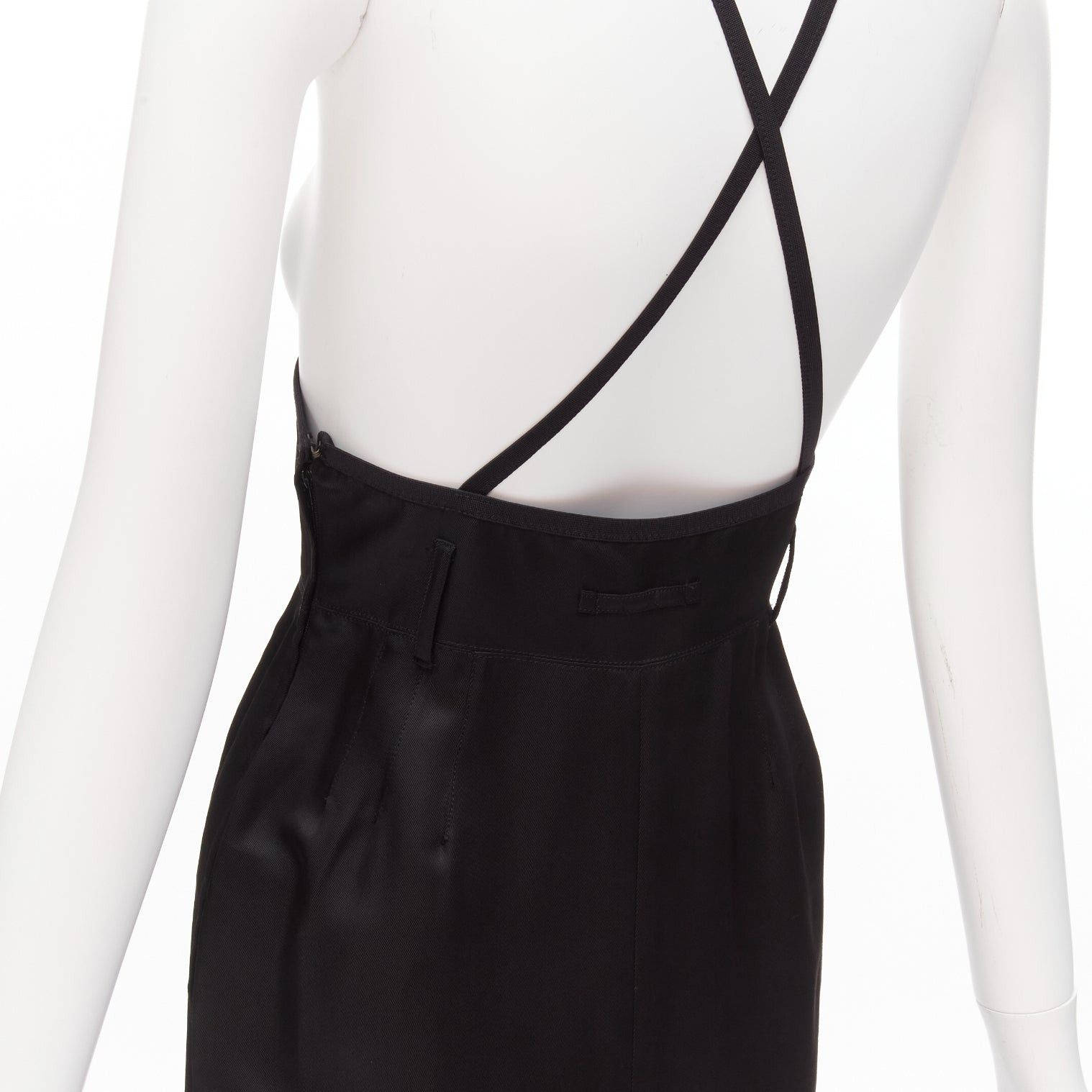 Jean Paul Gaultier JEAN PAUL GAULTIER FEMME Vintage black silk twill cross strap dungaree dress FR40 L Size S / US 4 / IT 40 - 2 Thumbnail