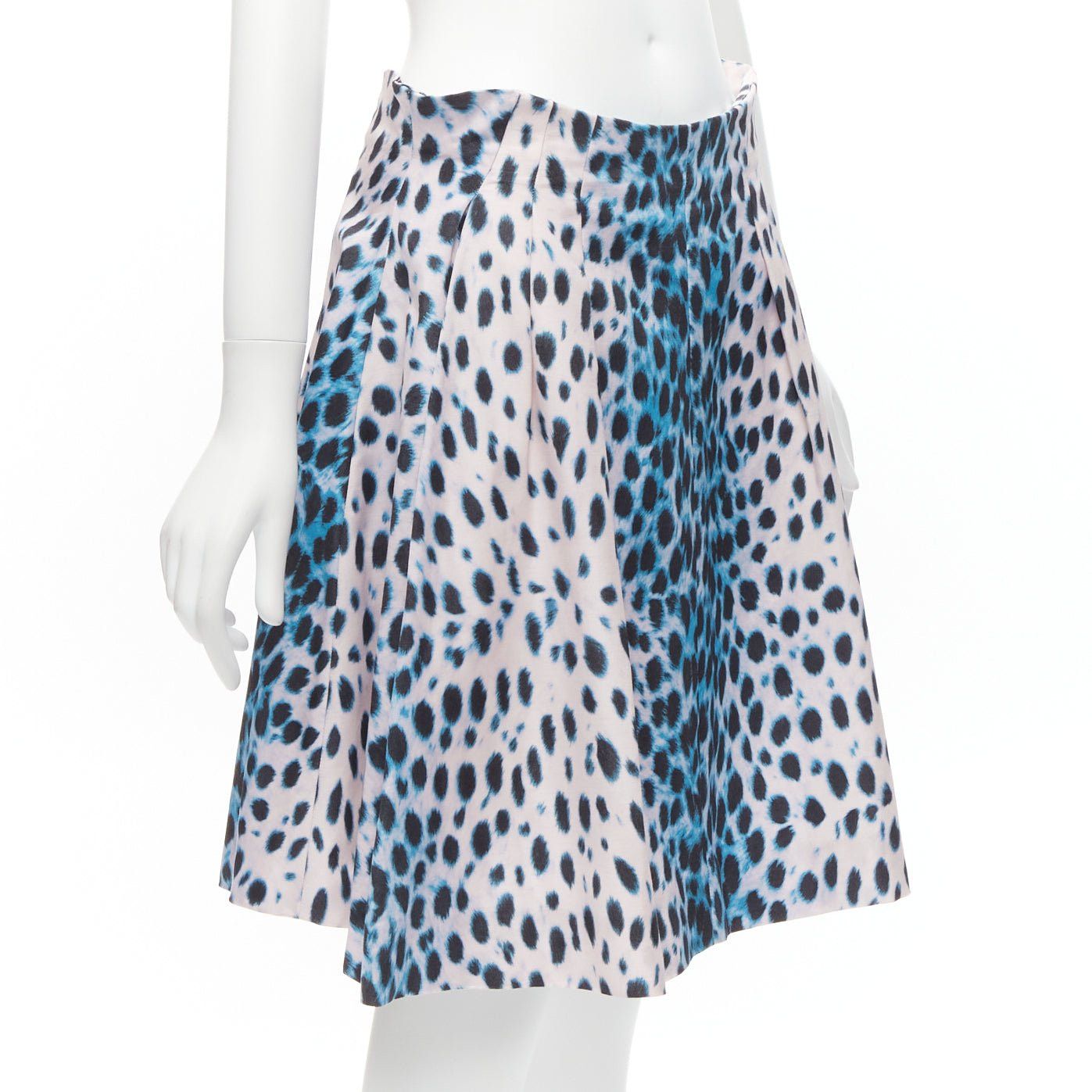 Dior CHRISTIAN DIOR Vintage pink blue ombre leopard print A-line skirt FR42 XL Size 32" / US 10 / IT 46 - 3 Thumbnail