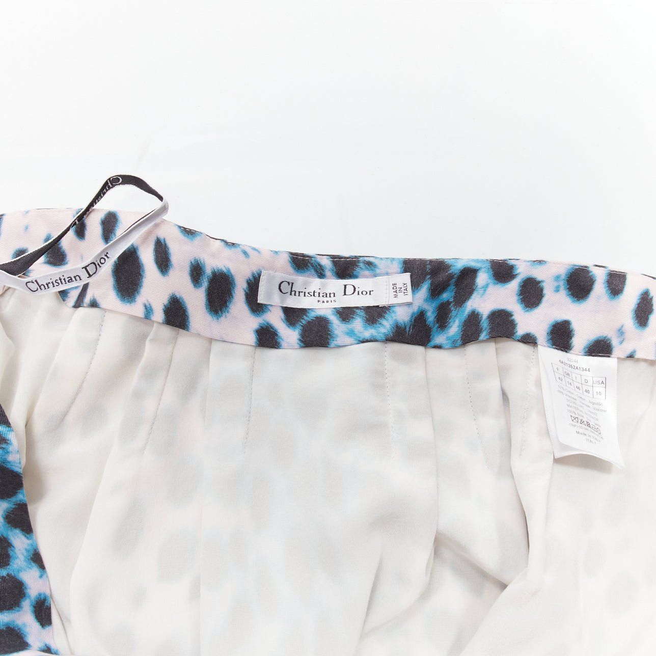 Dior CHRISTIAN DIOR Vintage pink blue ombre leopard print A-line skirt FR42 XL Size 32" / US 10 / IT 46 - 8 Thumbnail