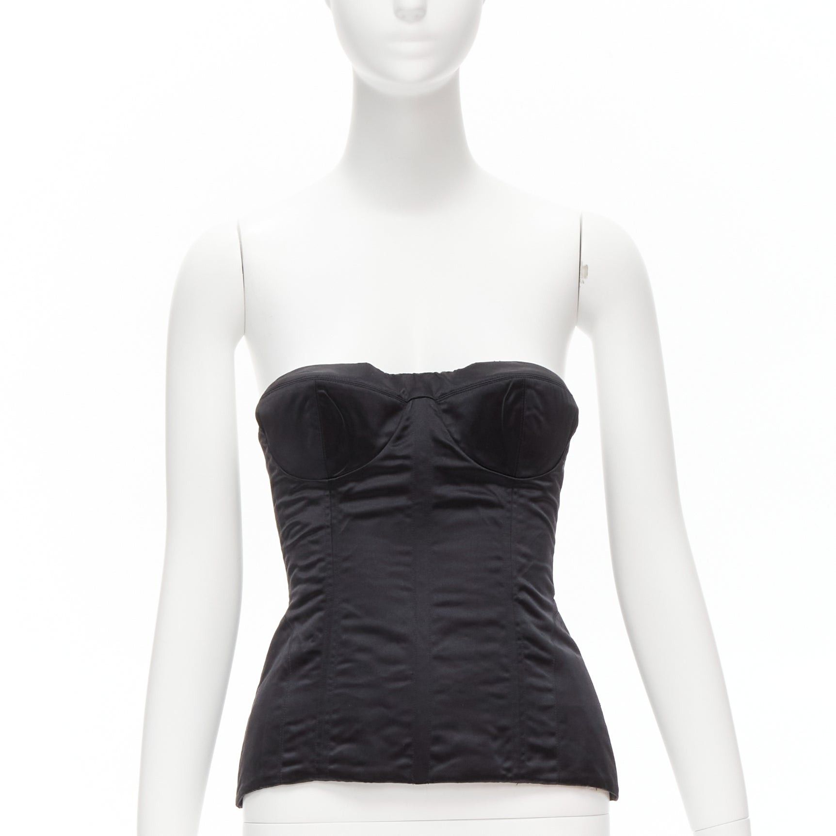 Gucci new GUCCI Tom Ford 2001 Runway black silk 3D conical bra bustier IT38 XS Size XS / US 0-2 / IT 36-38 - 3 Thumbnail