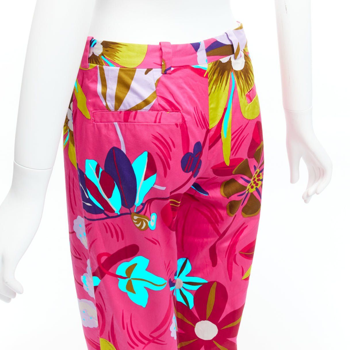 Gucci new GUCCI 1999 Tom Ford Vintage pink tropical floral straight pants IT40 S Size 27" / US 4 / IT 40 - 2 Thumbnail
