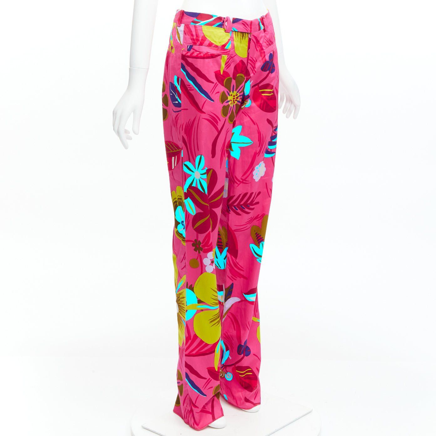 Gucci new GUCCI 1999 Tom Ford Vintage pink tropical floral straight pants IT40 S Size 27" / US 4 / IT 40 - 3 Thumbnail