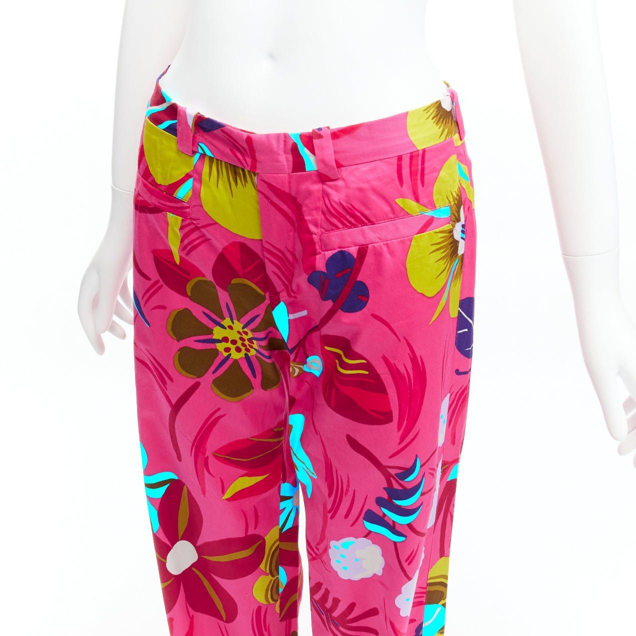 Gucci new GUCCI 1999 Tom Ford Vintage pink tropical floral straight pants IT40 S Size 27" / US 4 / IT 40 - 7 Thumbnail