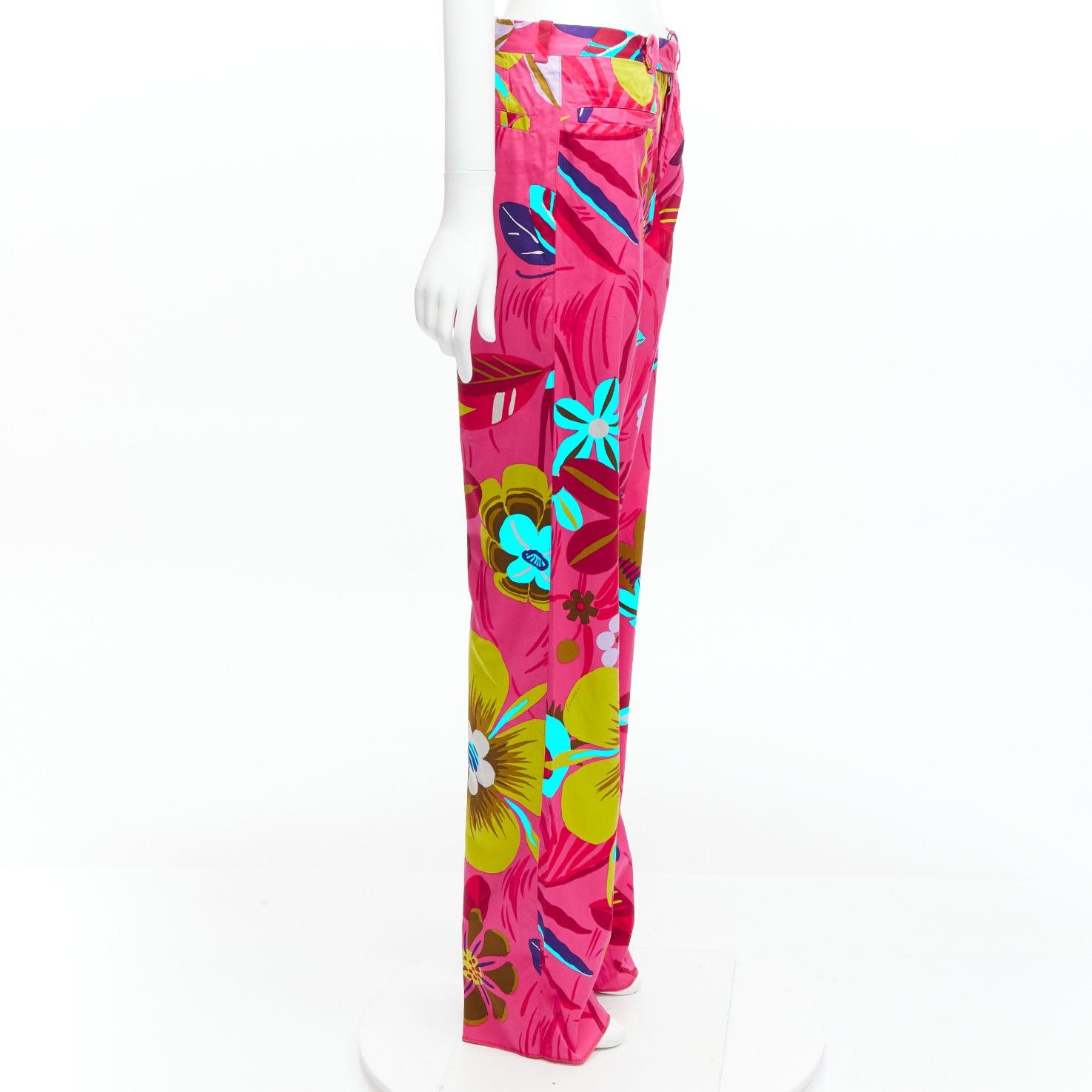 Gucci new GUCCI 1999 Tom Ford Vintage pink tropical floral straight pants IT40 S Size 27" / US 4 / IT 40 - 4 Thumbnail