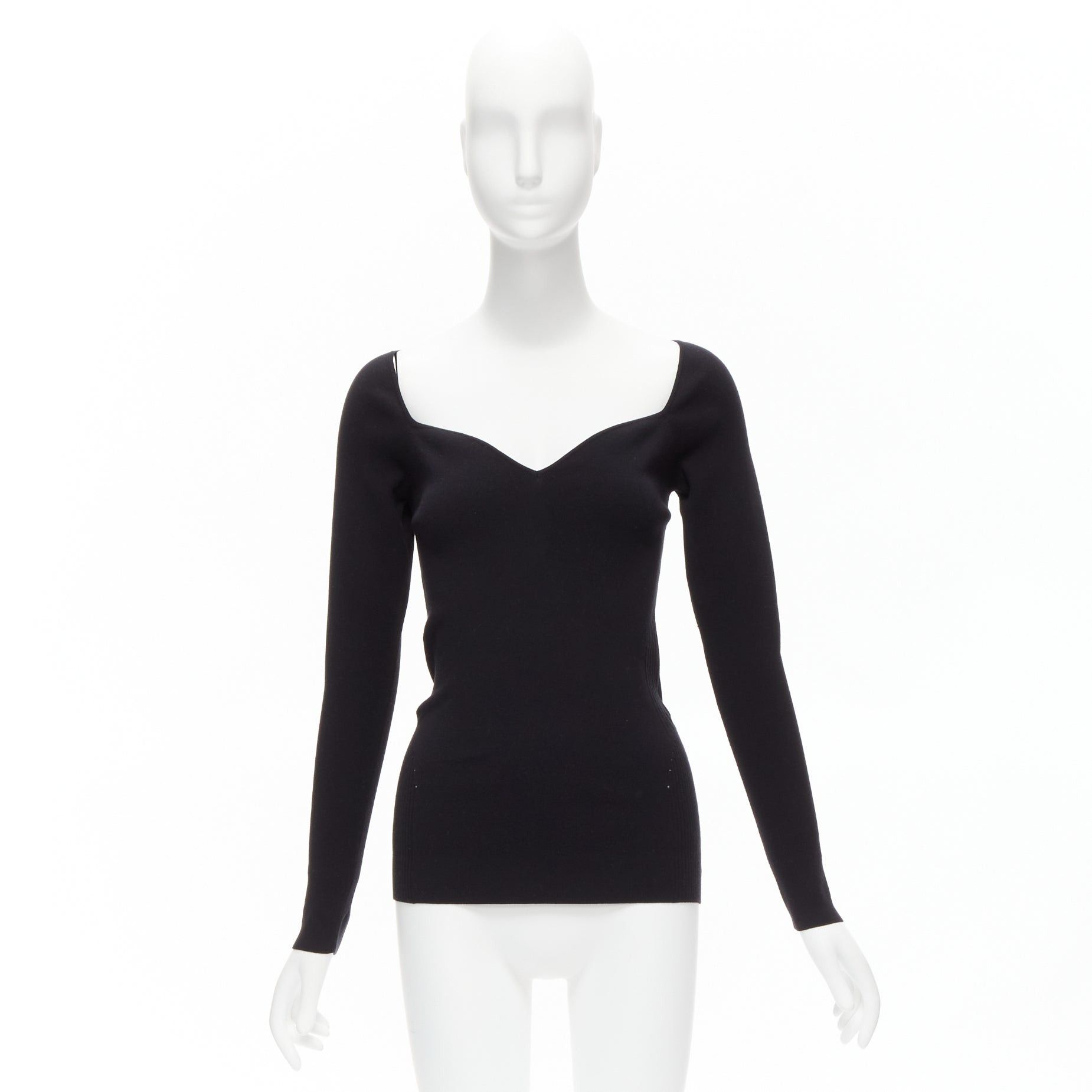 Balenciaga new BALENCIAGA Demna black modal knit sweetheart neckline knitted top FR40 L Size M / US 6-8 / IT 42-44 - 9 Thumbnail