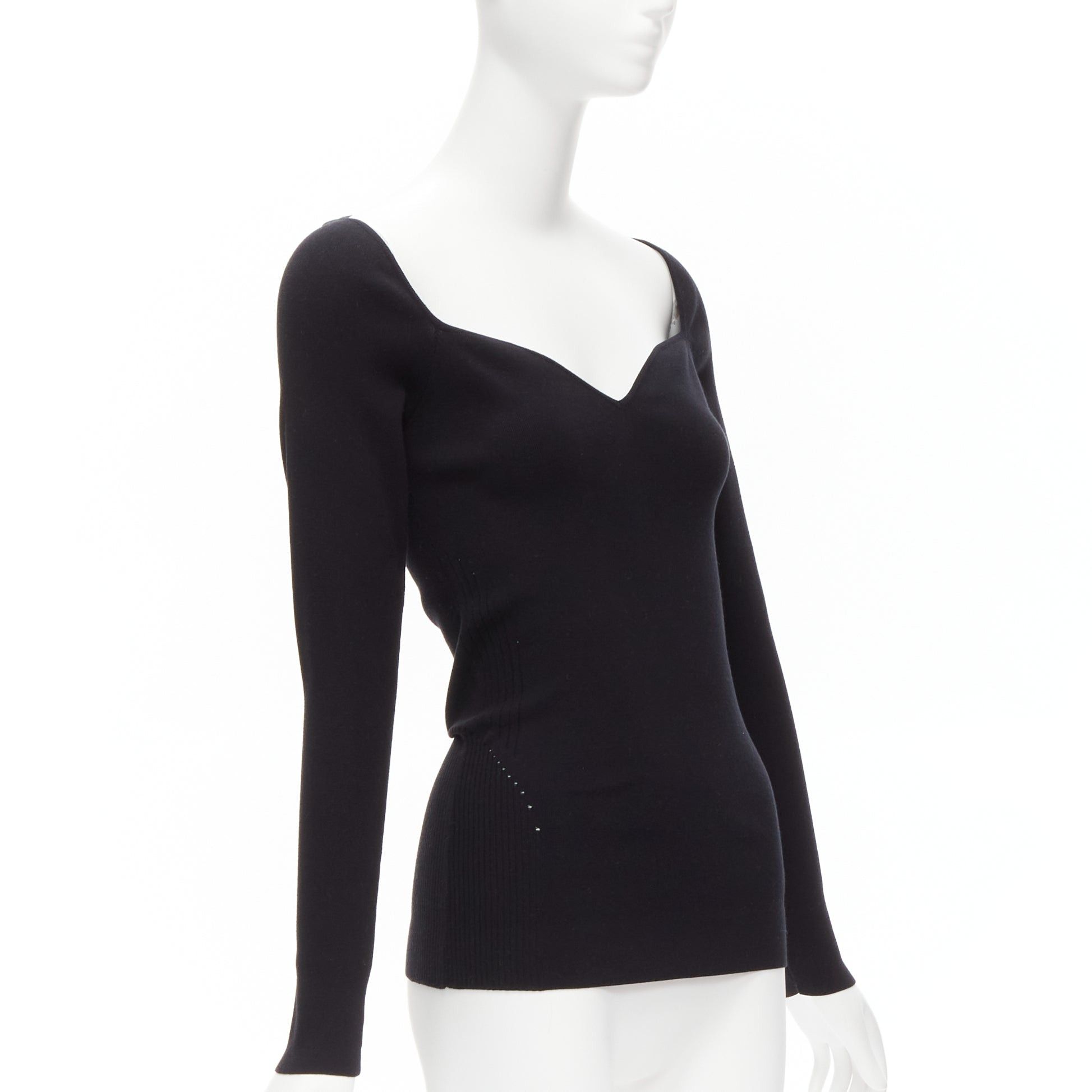 Balenciaga new BALENCIAGA Demna black modal knit sweetheart neckline knitted top FR40 L Size M / US 6-8 / IT 42-44 - 3 Thumbnail