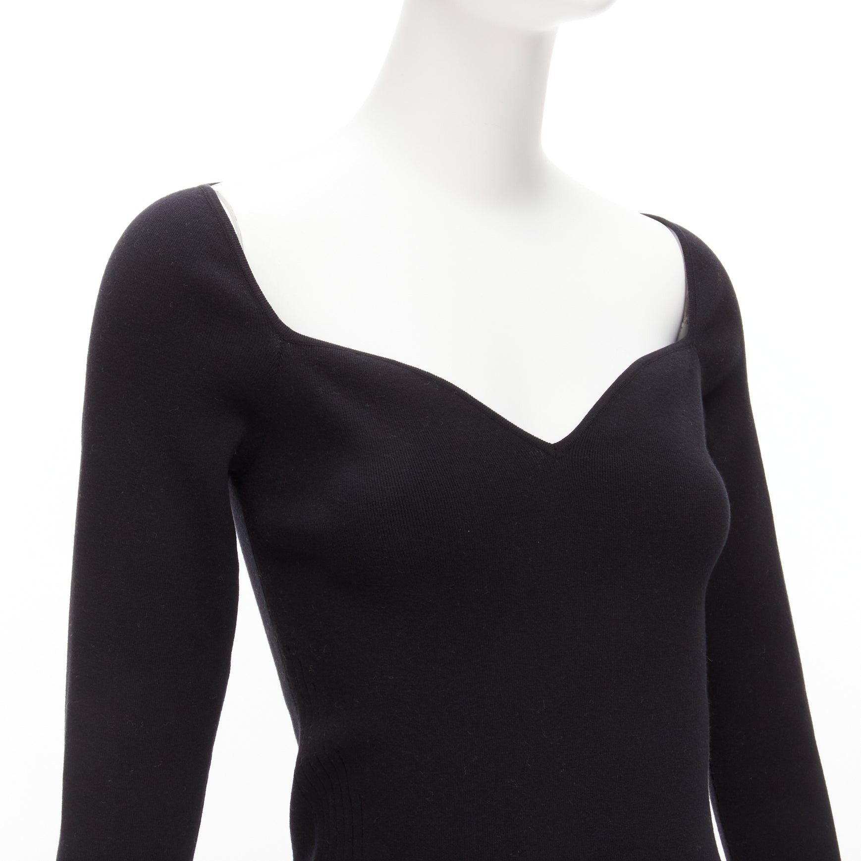 Balenciaga new BALENCIAGA Demna black modal knit sweetheart neckline knitted top FR40 L Size M / US 6-8 / IT 42-44 - 2 Thumbnail