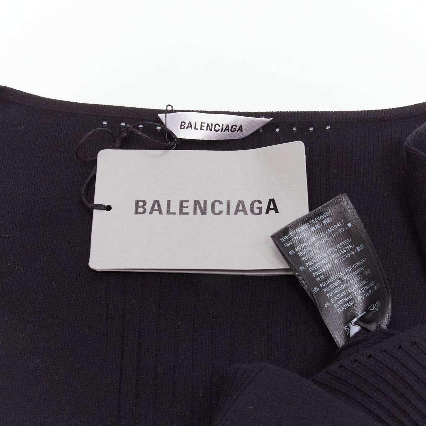 Balenciaga new BALENCIAGA Demna black modal knit sweetheart neckline knitted top FR40 L Size M / US 6-8 / IT 42-44 - 8 Thumbnail