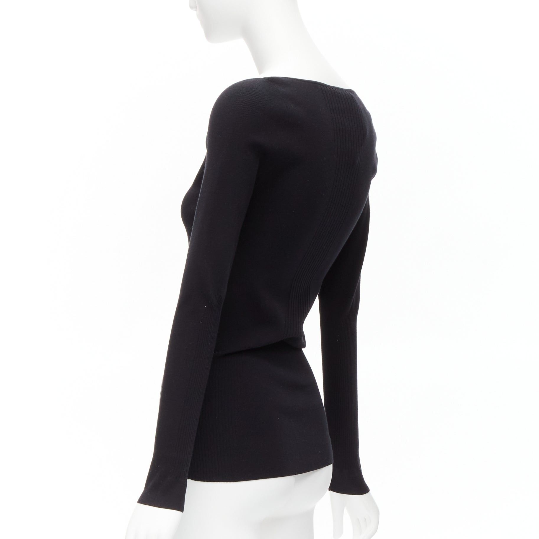 Balenciaga new BALENCIAGA Demna black modal knit sweetheart neckline knitted top FR40 L Size M / US 6-8 / IT 42-44 - 6 Thumbnail