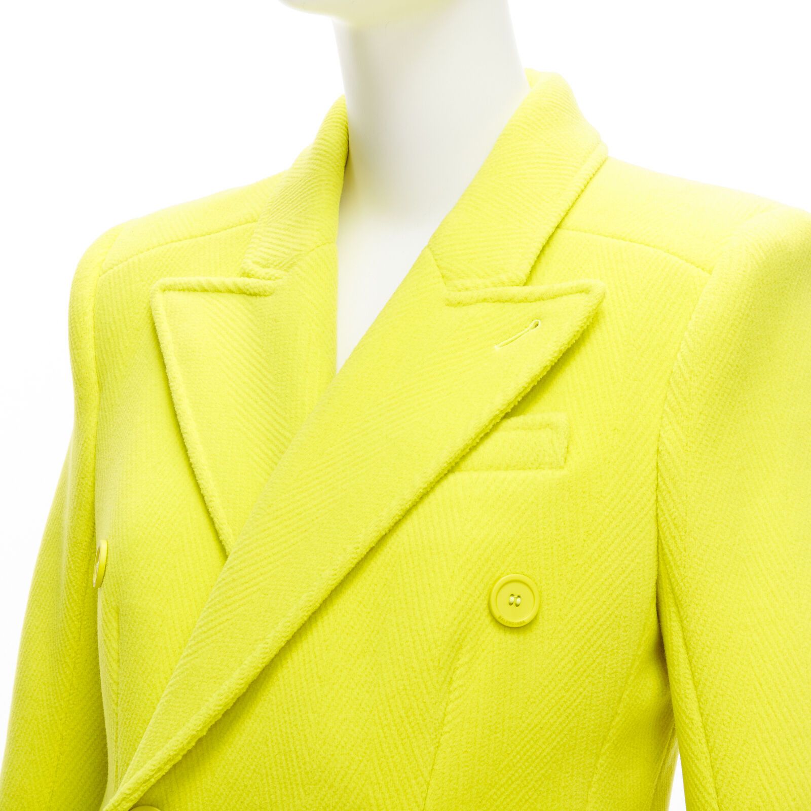 Balenciaga new BALENCIAGA Hourglass bright yellow wool double breasted peplum coat FR34 XS Size XS / US 0-2 / IT 36-38 - 7 Thumbnail