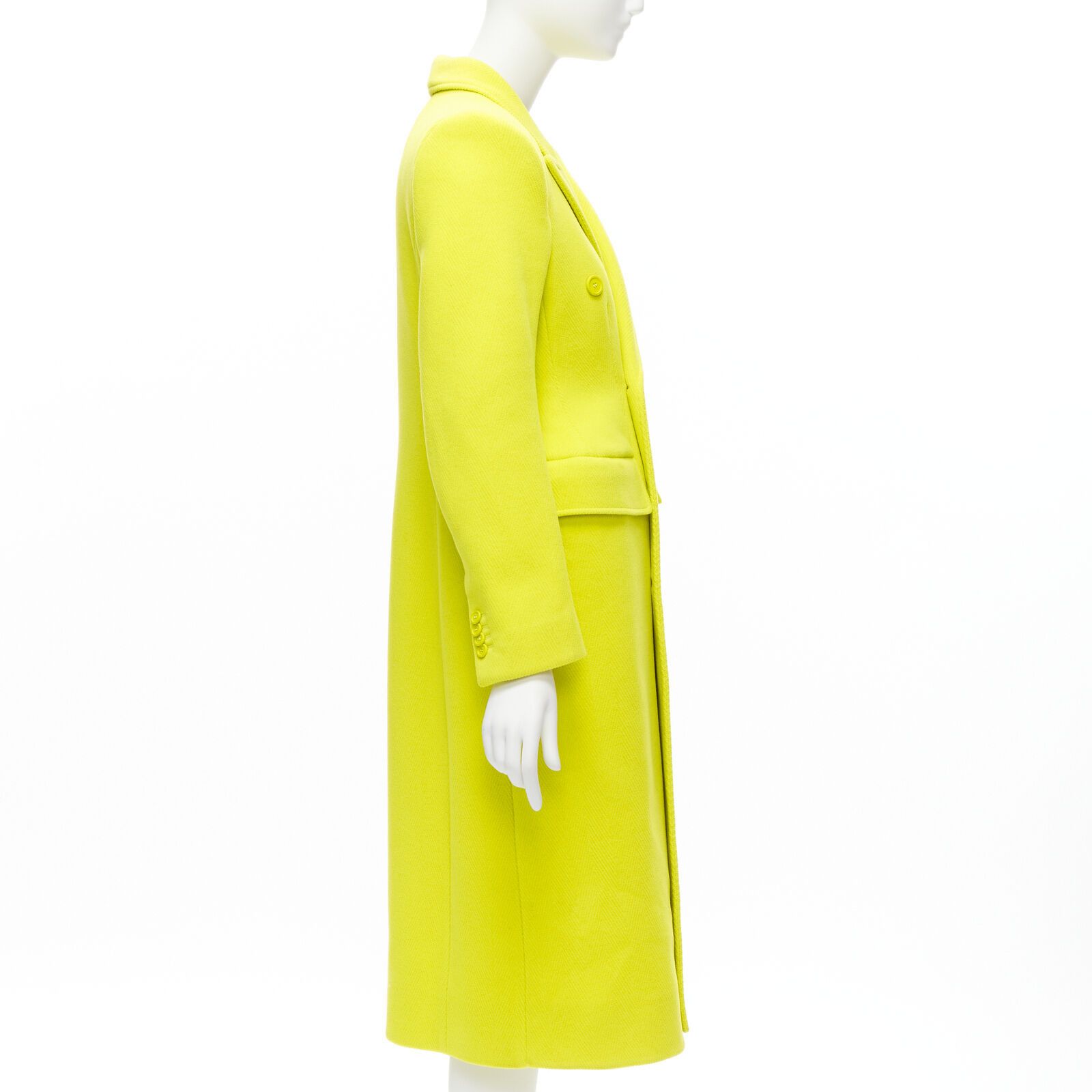 Balenciaga new BALENCIAGA Hourglass bright yellow wool double breasted peplum coat FR34 XS Size XS / US 0-2 / IT 36-38 - 4 Thumbnail