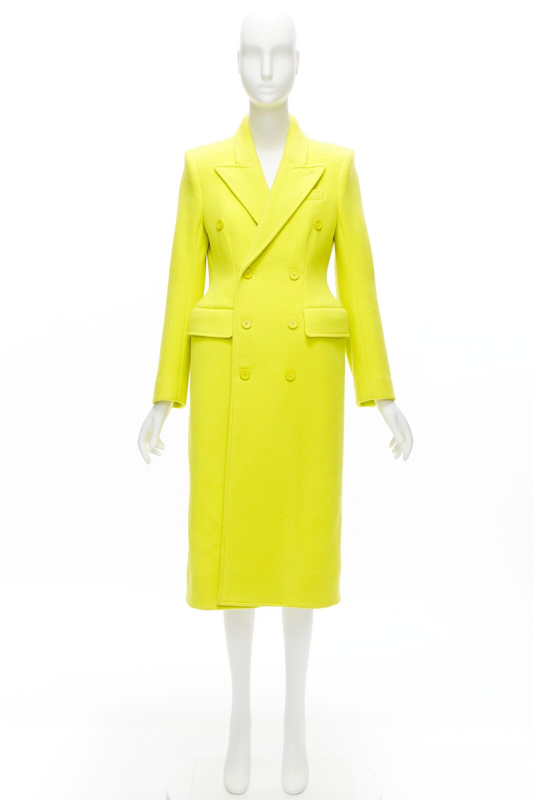 Balenciaga new BALENCIAGA Hourglass bright yellow wool double breasted peplum coat FR34 XS Size XS / US 0-2 / IT 36-38 - 9 Thumbnail