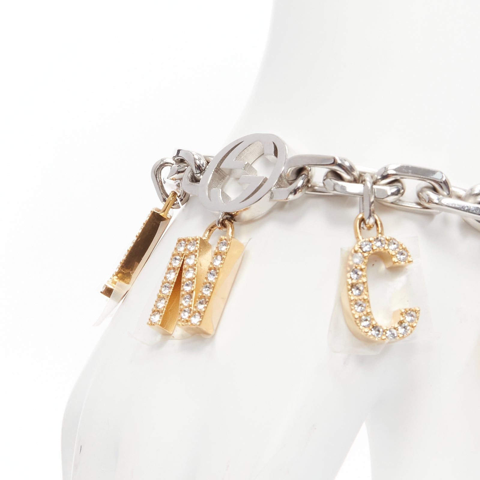 Gucci new GUCCI BALENCIAGA 2021 Hacker Project gold silver GG B logo charms bracelet Size ONE SIZE - 3 Thumbnail