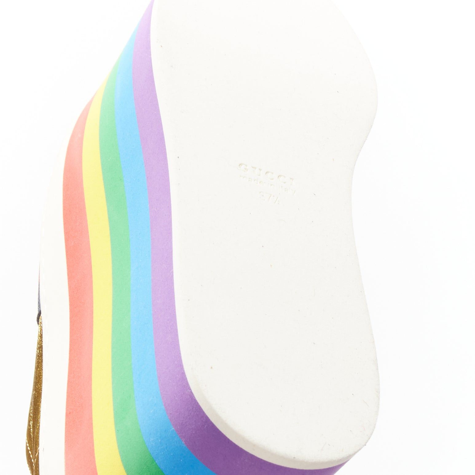 Gucci GUCCI Alessandro Michele Peggy rainbow gold web platform sneakers EU37.5 Size US 7.5 / IT 37.5 - 10 Thumbnail