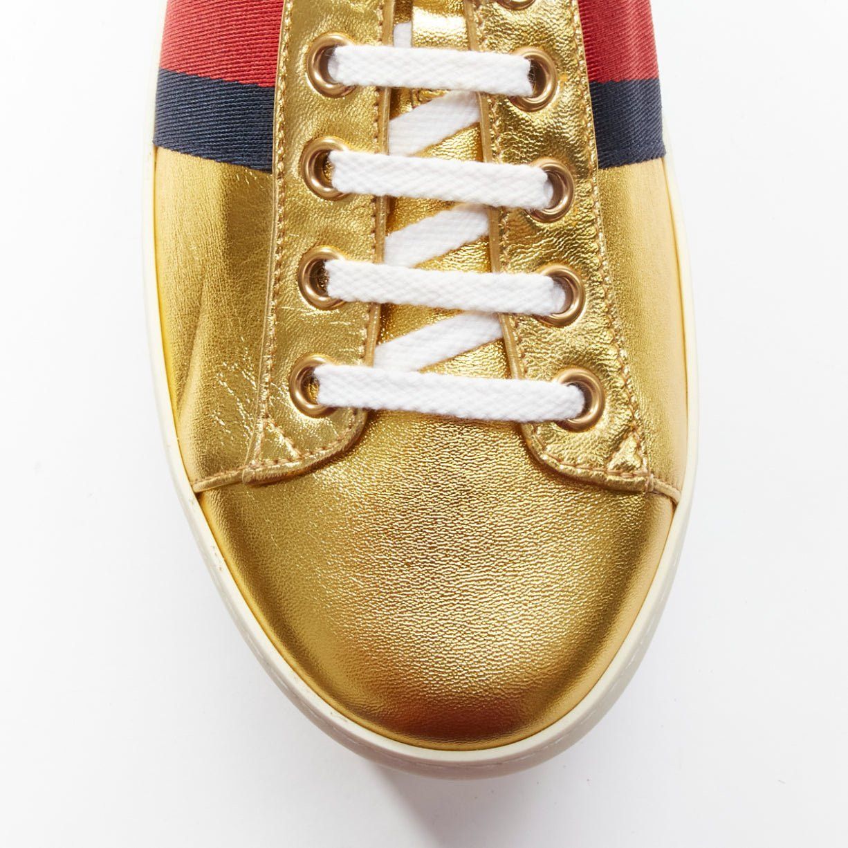 Gucci GUCCI Alessandro Michele Peggy rainbow gold web platform sneakers EU37.5 Size US 7.5 / IT 37.5 - 6 Thumbnail