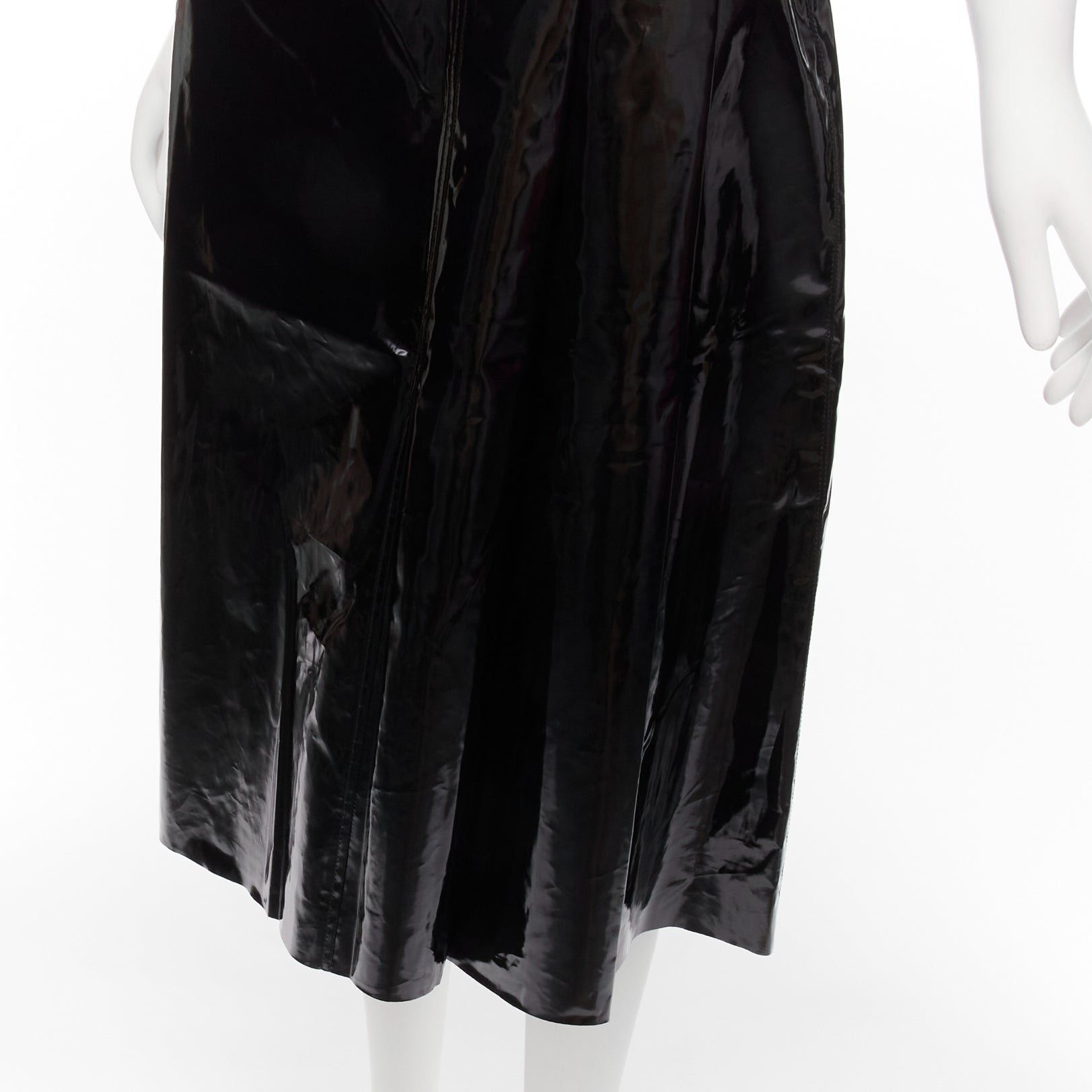 Gucci GUCCI black 100% coated cotton vinyl silver buckle punk kilt pleated skirt IT38 XS Size 26" / US 2 / IT 38 - 7 Thumbnail