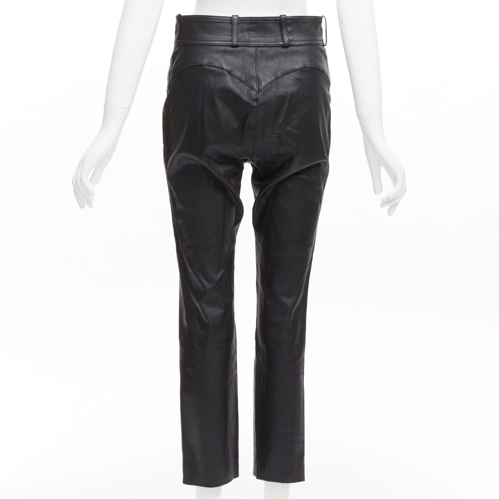 Balenciaga BALENCIAGA Demna 2017 logo patch silver zip cropped moto ride leather pants FR40 L Size 30" / US 8 / IT 44 - 5 Thumbnail