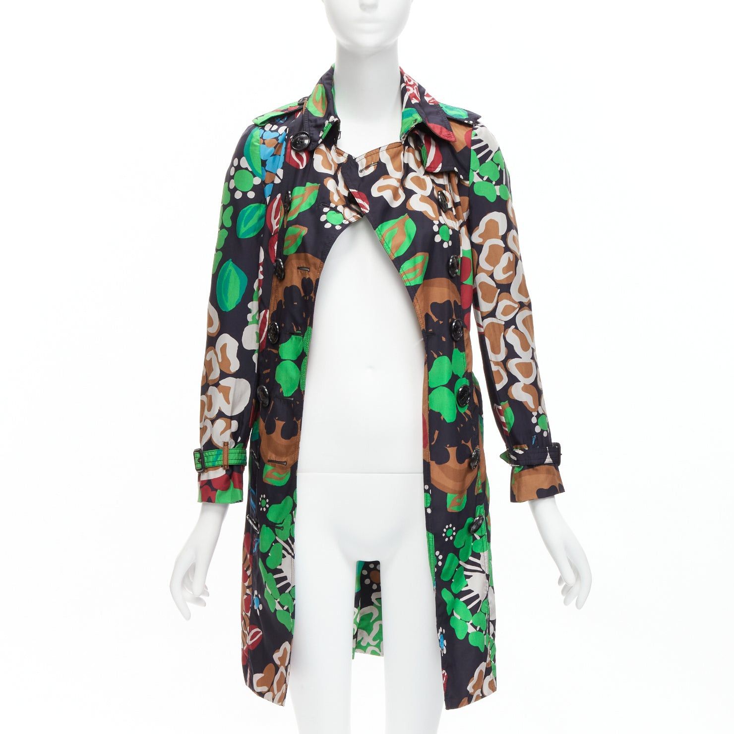 Burberry BURBERRY PRORSUM Runway 100% silk tropical floral print belted trench coat UK2 XXS Size XXS / US 00 / IT 34 - 3 Thumbnail