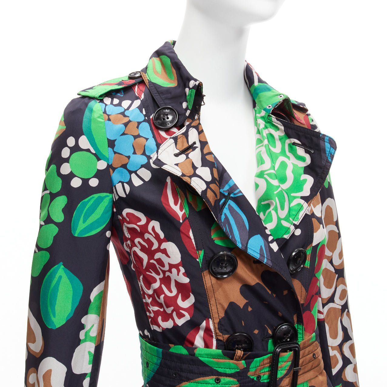 Burberry BURBERRY PRORSUM Runway 100% silk tropical floral print belted trench coat UK2 XXS Size XXS / US 00 / IT 34 - 2 Thumbnail