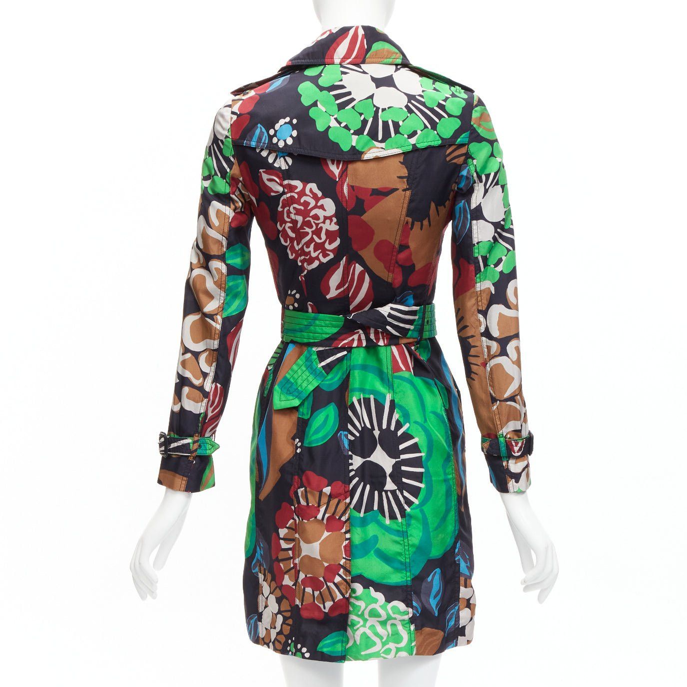 Burberry BURBERRY PRORSUM Runway 100% silk tropical floral print belted trench coat UK2 XXS Size XXS / US 00 / IT 34 - 6 Thumbnail
