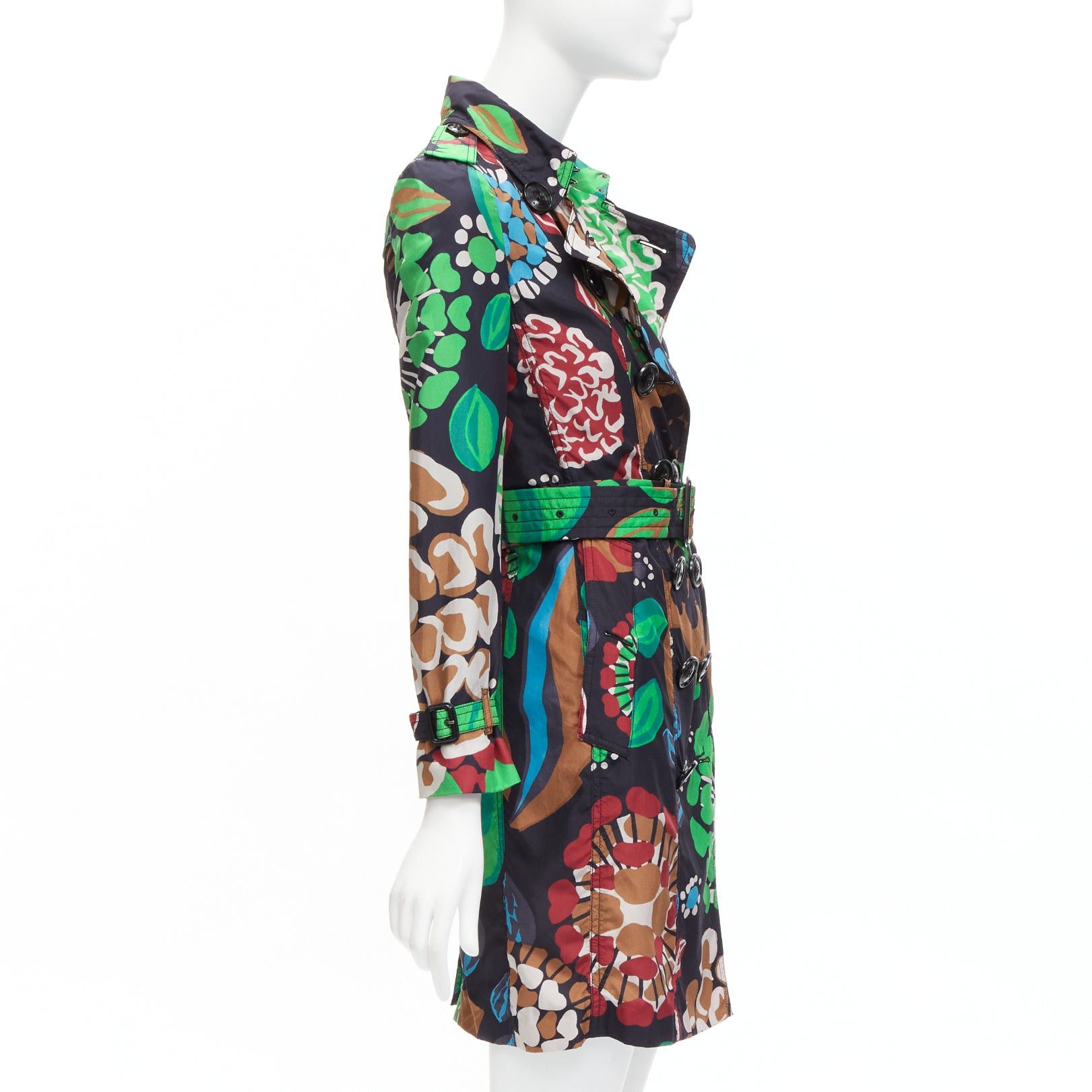 Burberry BURBERRY PRORSUM Runway 100% silk tropical floral print belted trench coat UK2 XXS Size XXS / US 00 / IT 34 - 5 Thumbnail